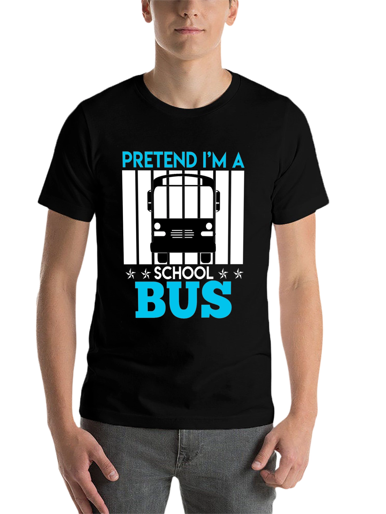 Black Pretend I'm A School Bus Funny T-Shirt view 7