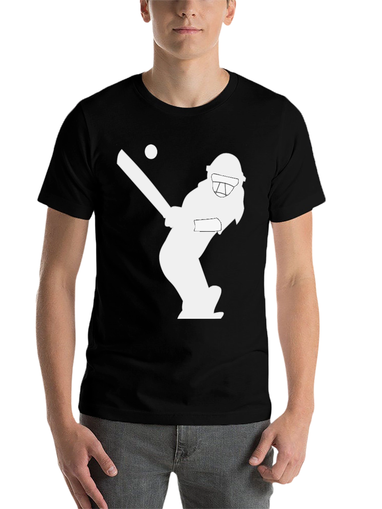 Black Cricket Player Graphic T-Shirt - Stylish Black Tee view 7