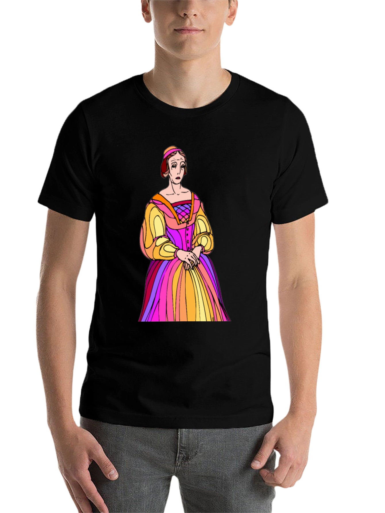 Black Renaissance Portrait T-Shirt - Unique Art Tee view 7