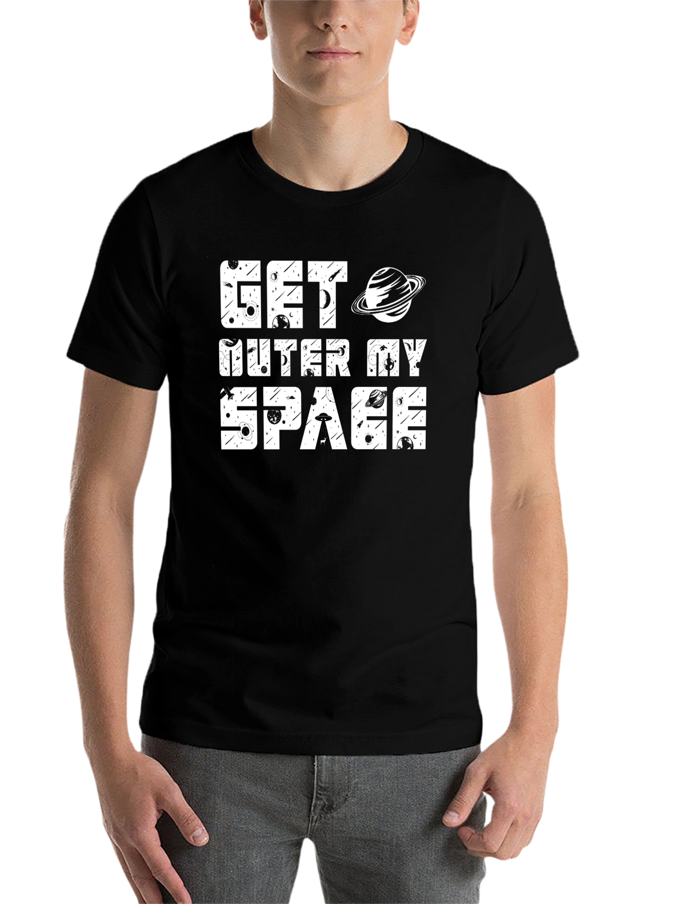 Black Get Outer My Space Graphic T-Shirt view 7