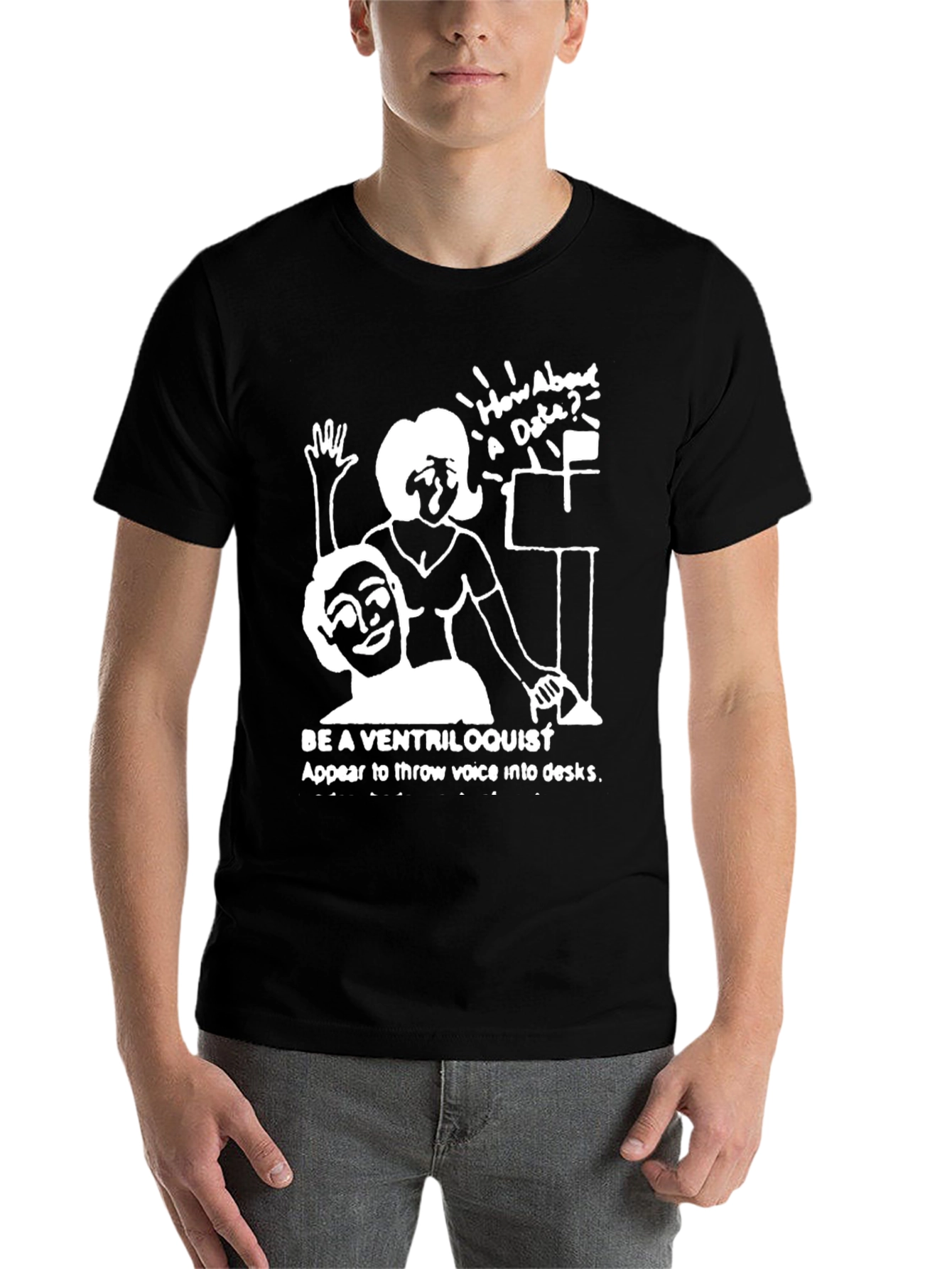 Black Ventriloquist Humor Graphic T-Shirt view 7