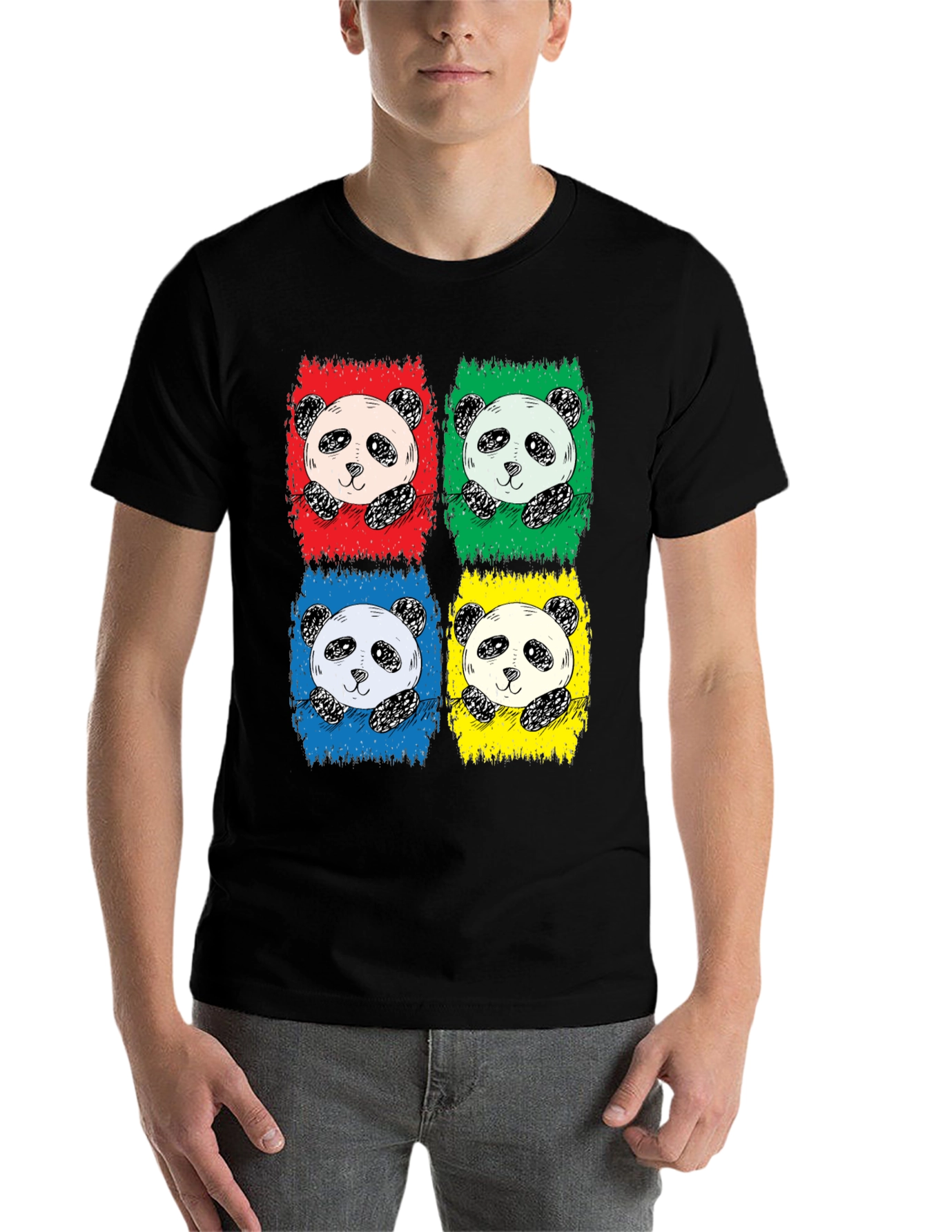 Black Pop Art Panda Graphic Tee - Unisex view 7