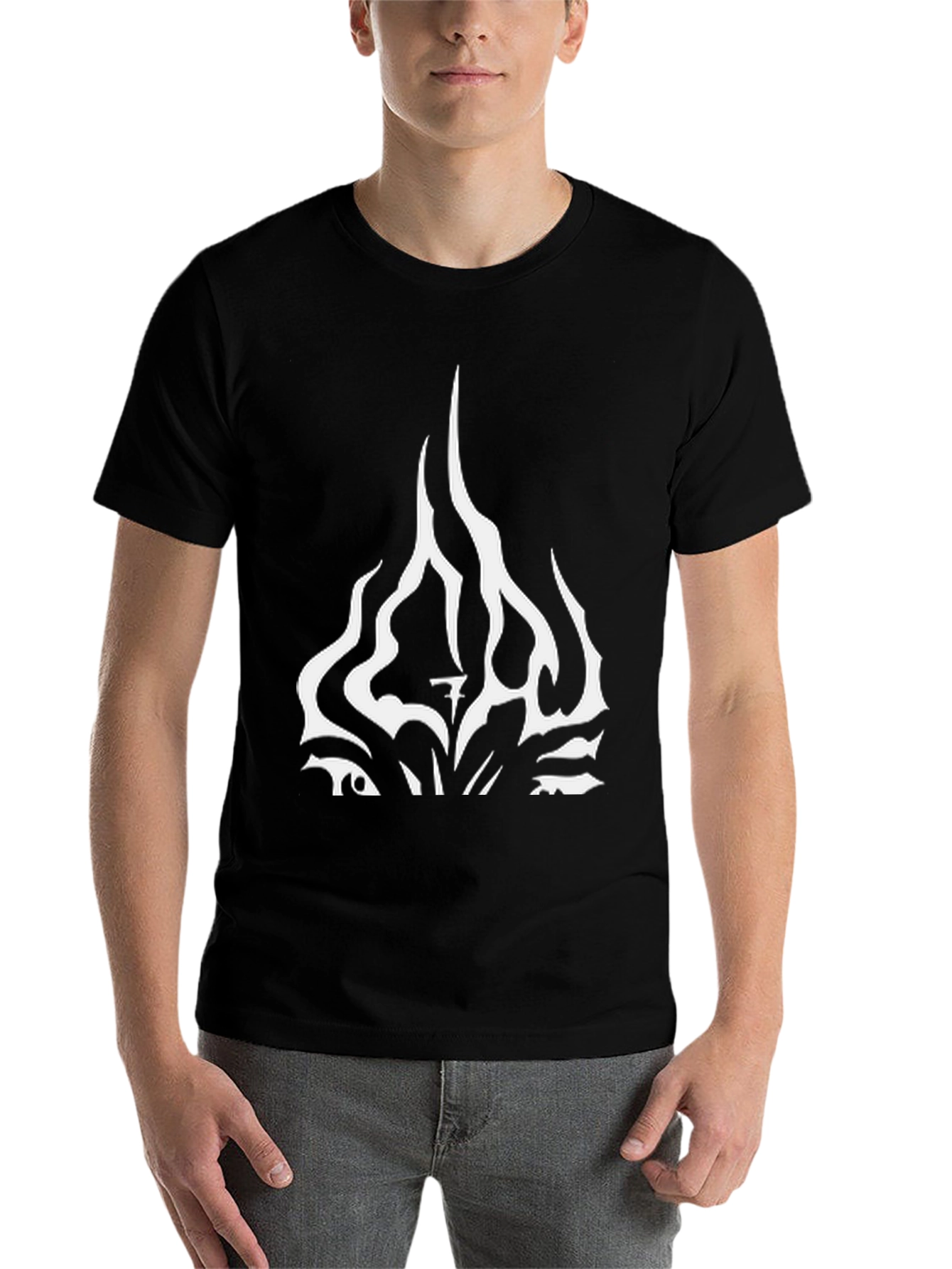 Black Abstract Flame Graphic Black T-Shirt view 7