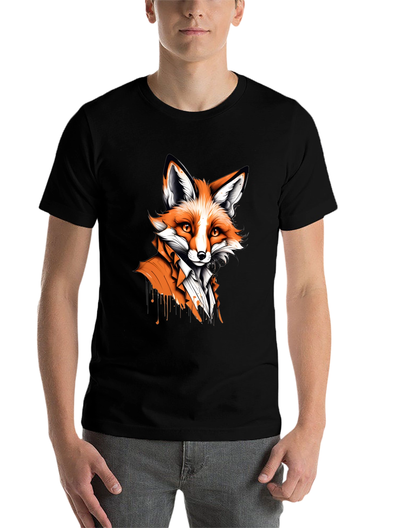 Black Fox in Suit Graphic Tee - Unique Animal Design view 7