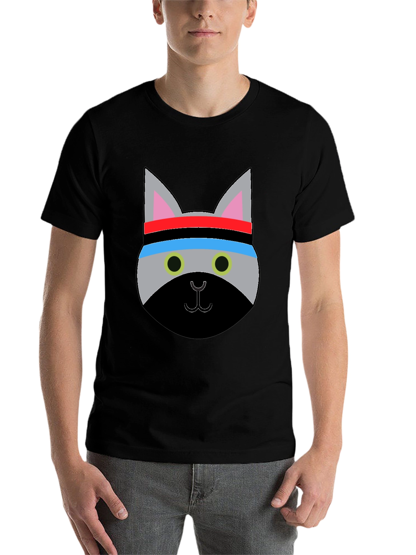 Black Cool Cat Workout T-Shirt - Funny Graphic Tee view 7