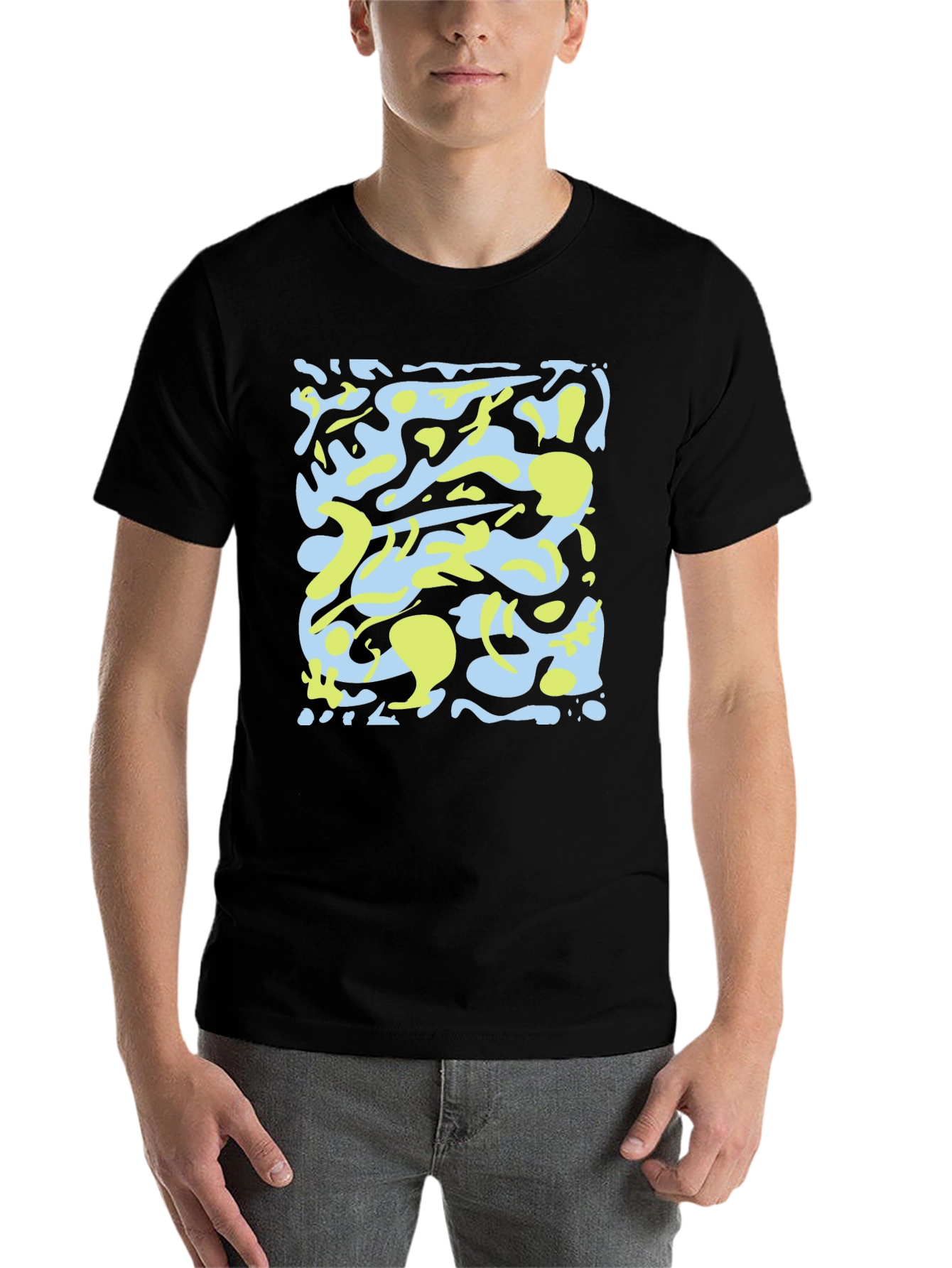Black Abstract Camo Graphic Black T-Shirt view 7
