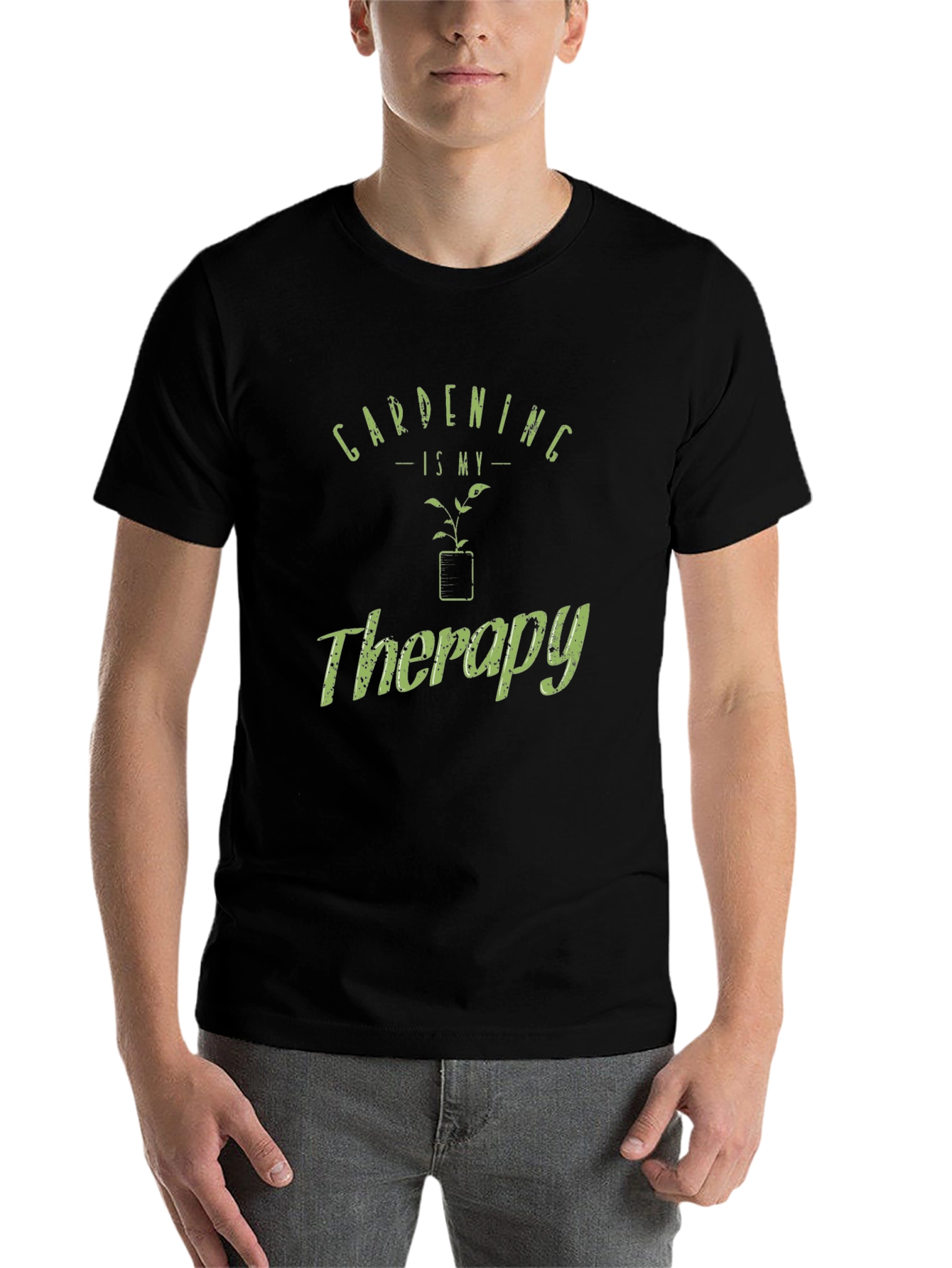Black Gardening Is My Therapy T-Shirt view 7