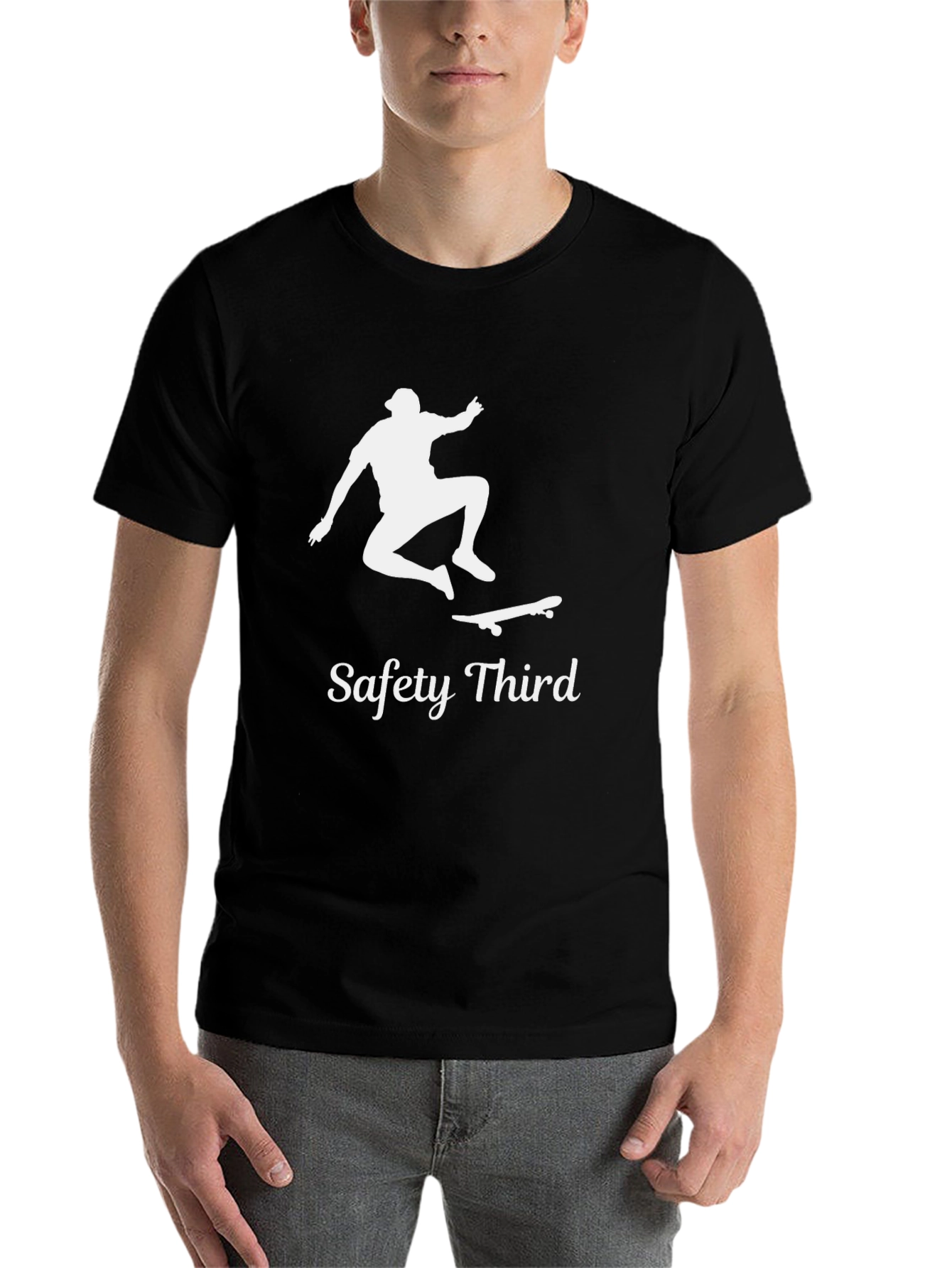 Black Safety Third Skateboard Graphic T-Shirt view 7