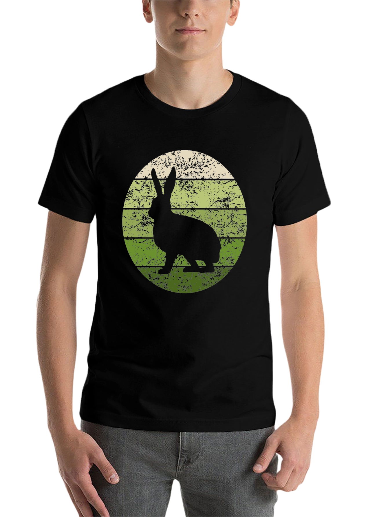 Black Retro Rabbit Graphic Tee - Vintage Style view 7