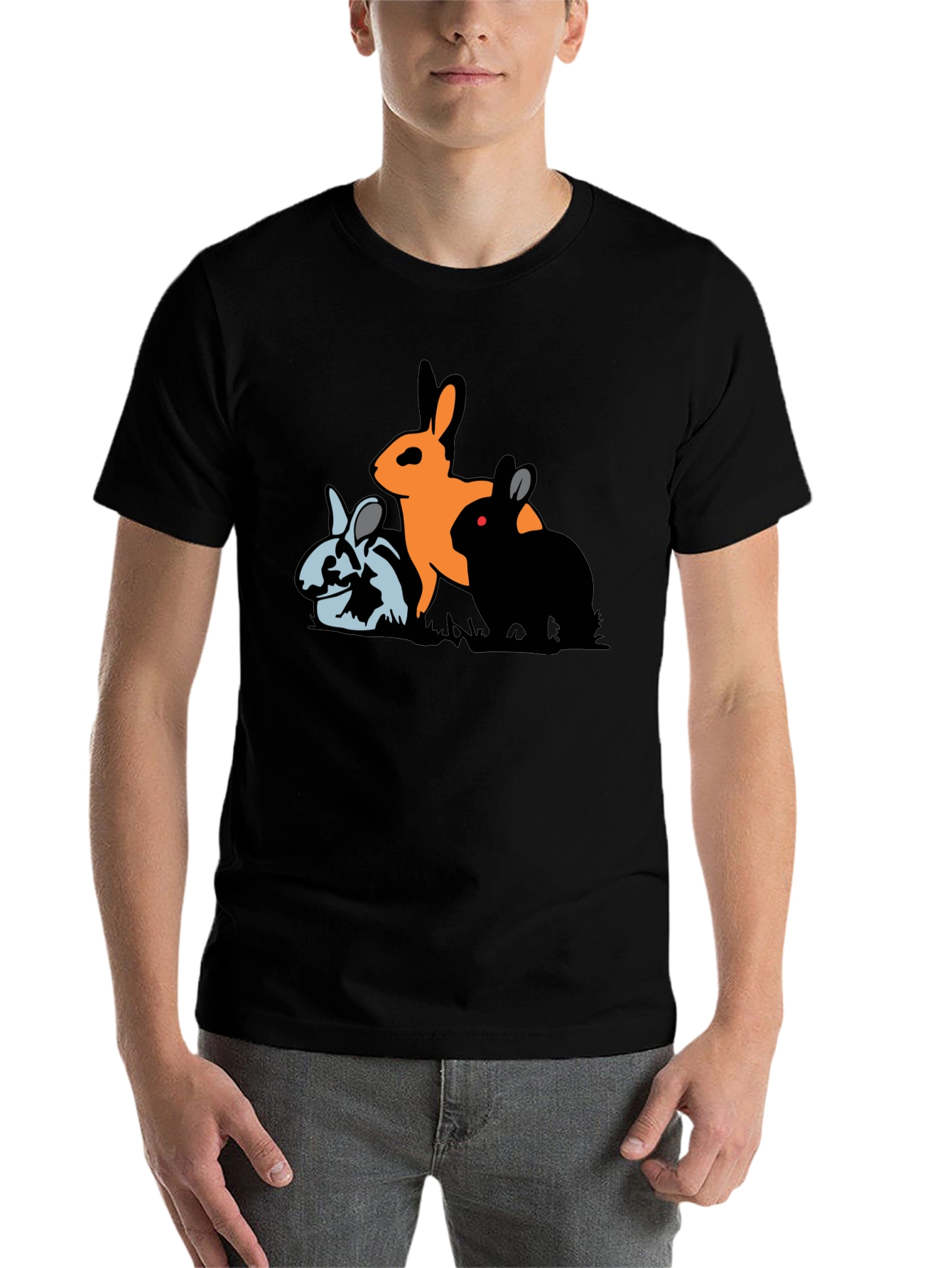 Black Three Bunny Graphic T-Shirt view 7