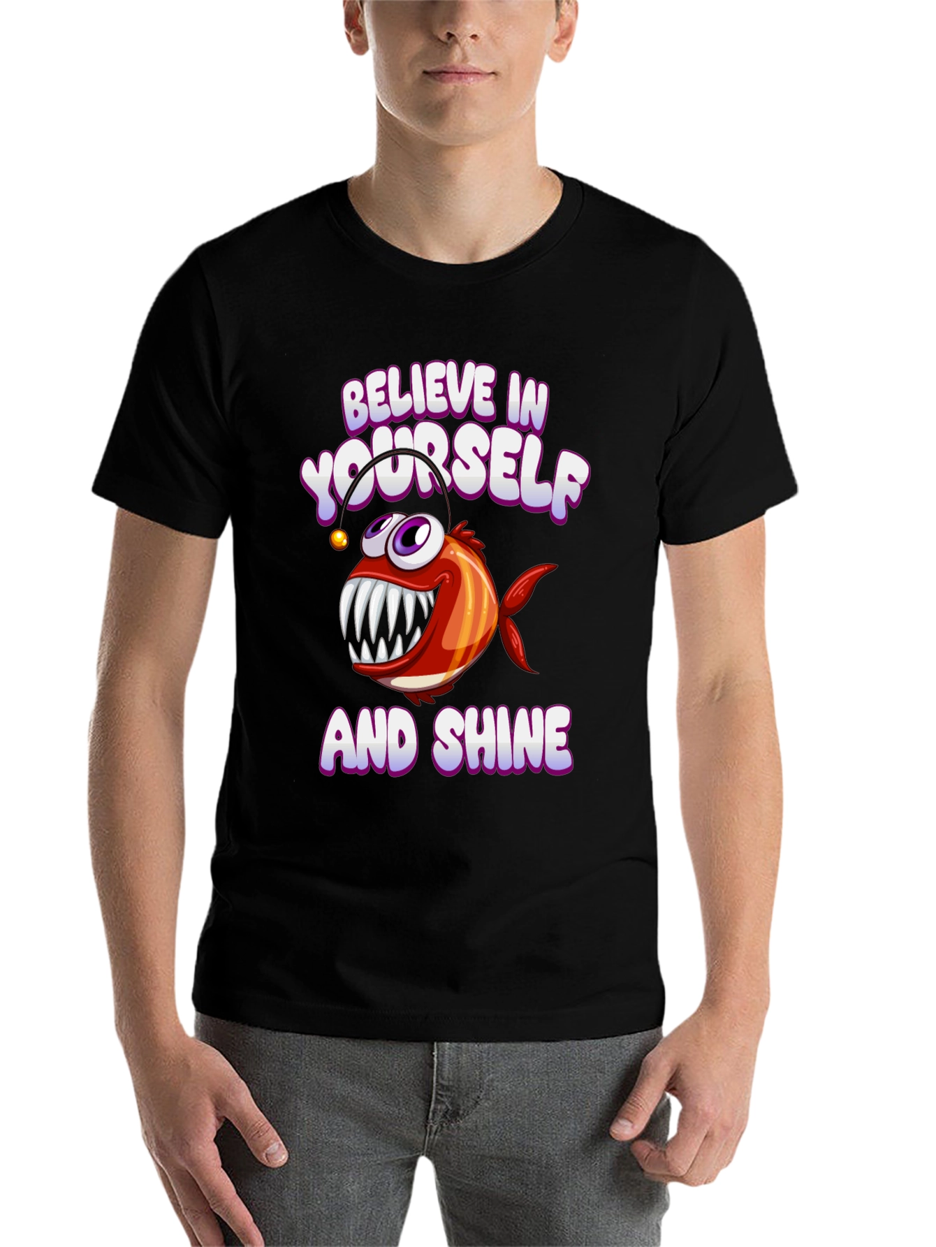 Black Believe in Yourself Anglerfish Graphic Tee view 7