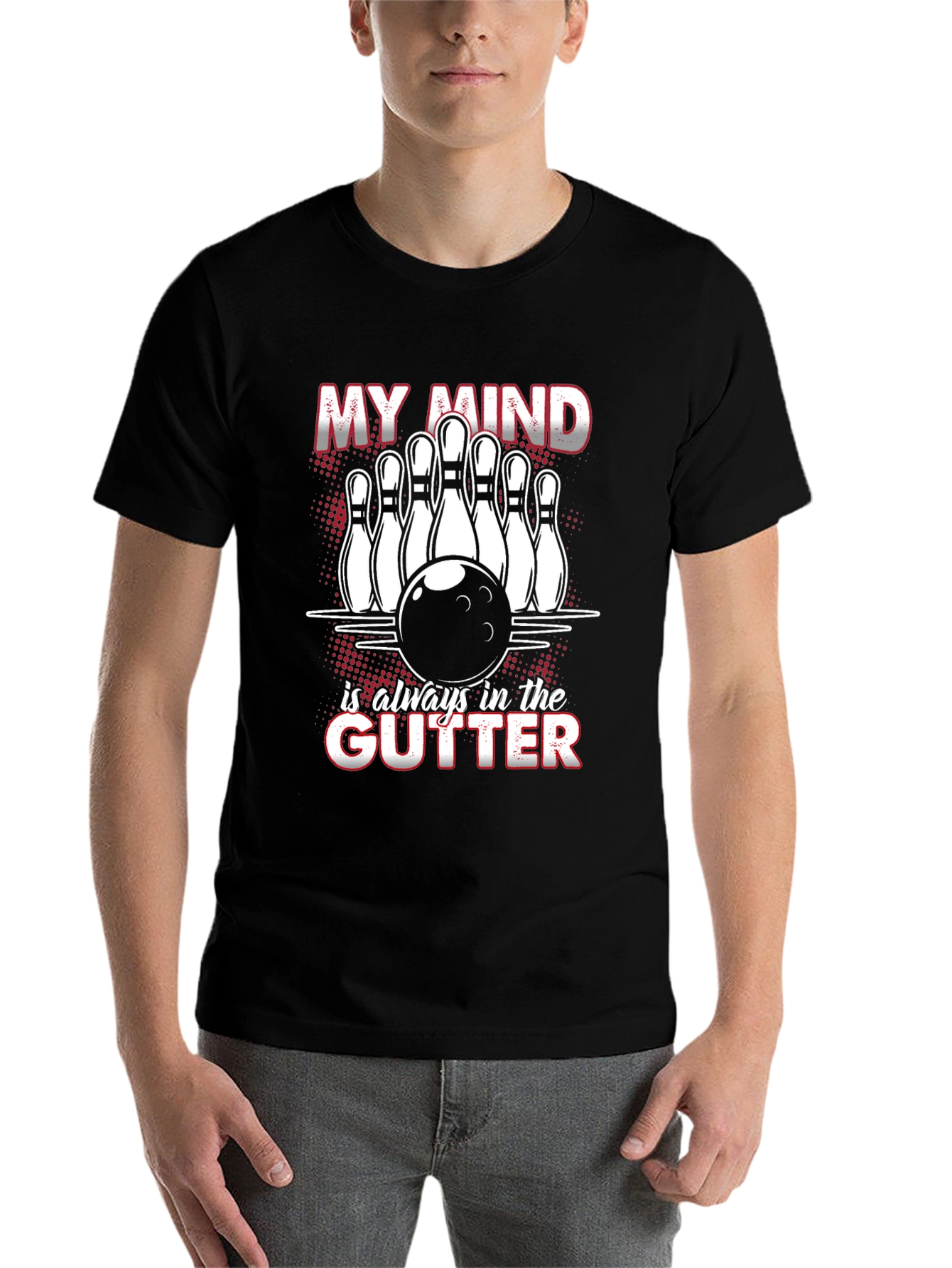 Black Bowling Mind T-Shirt Funny Graphic Tee view 7