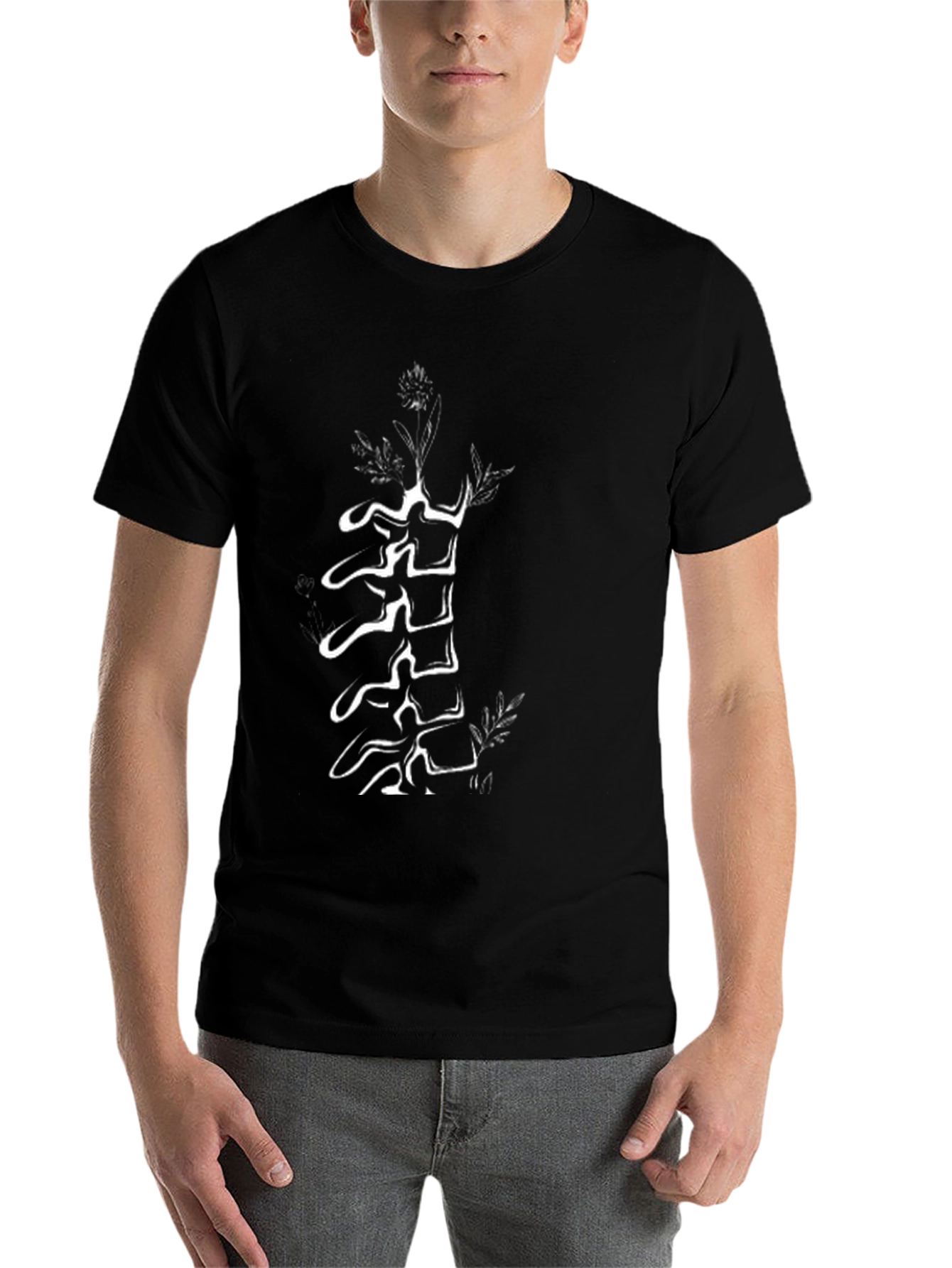 Black Spine & Flowers Graphic Tee - Black view 7