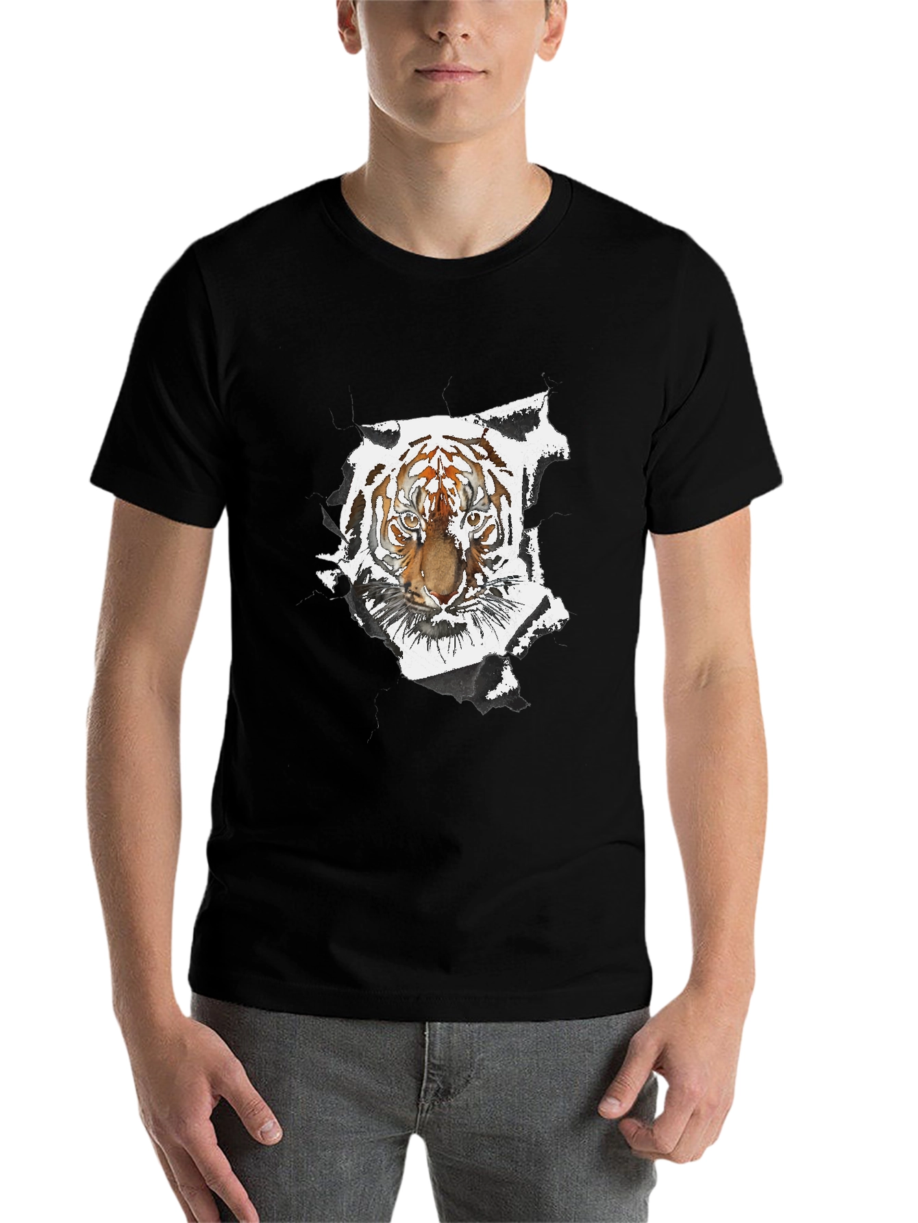 Black Tiger Graphic Black T-Shirt view 7