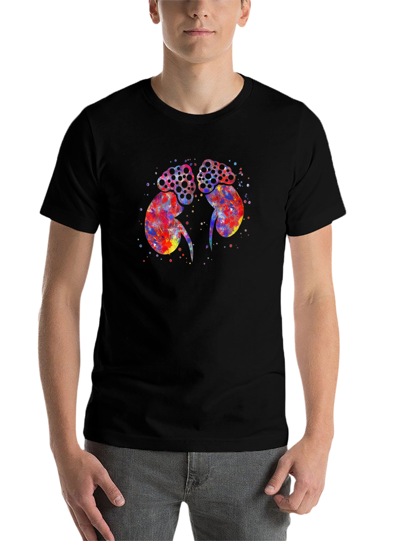 Black Colorful Kidney Print Black T-Shirt view 7