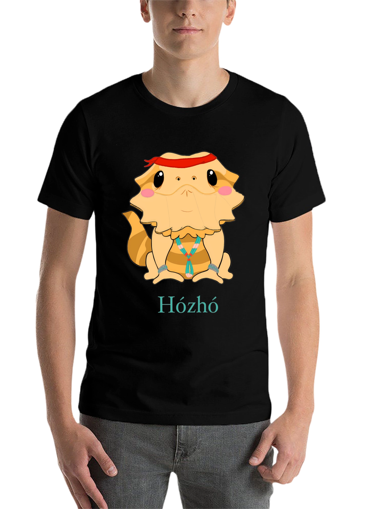 Black Bearded Dragon Hózhó T-Shirt - Cool Lizard Tee view 7