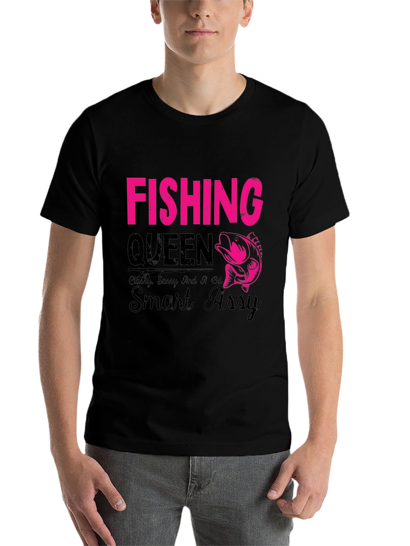 Black Fishing Queen T-Shirt - Classy, Sassy, Smart Assy view 7