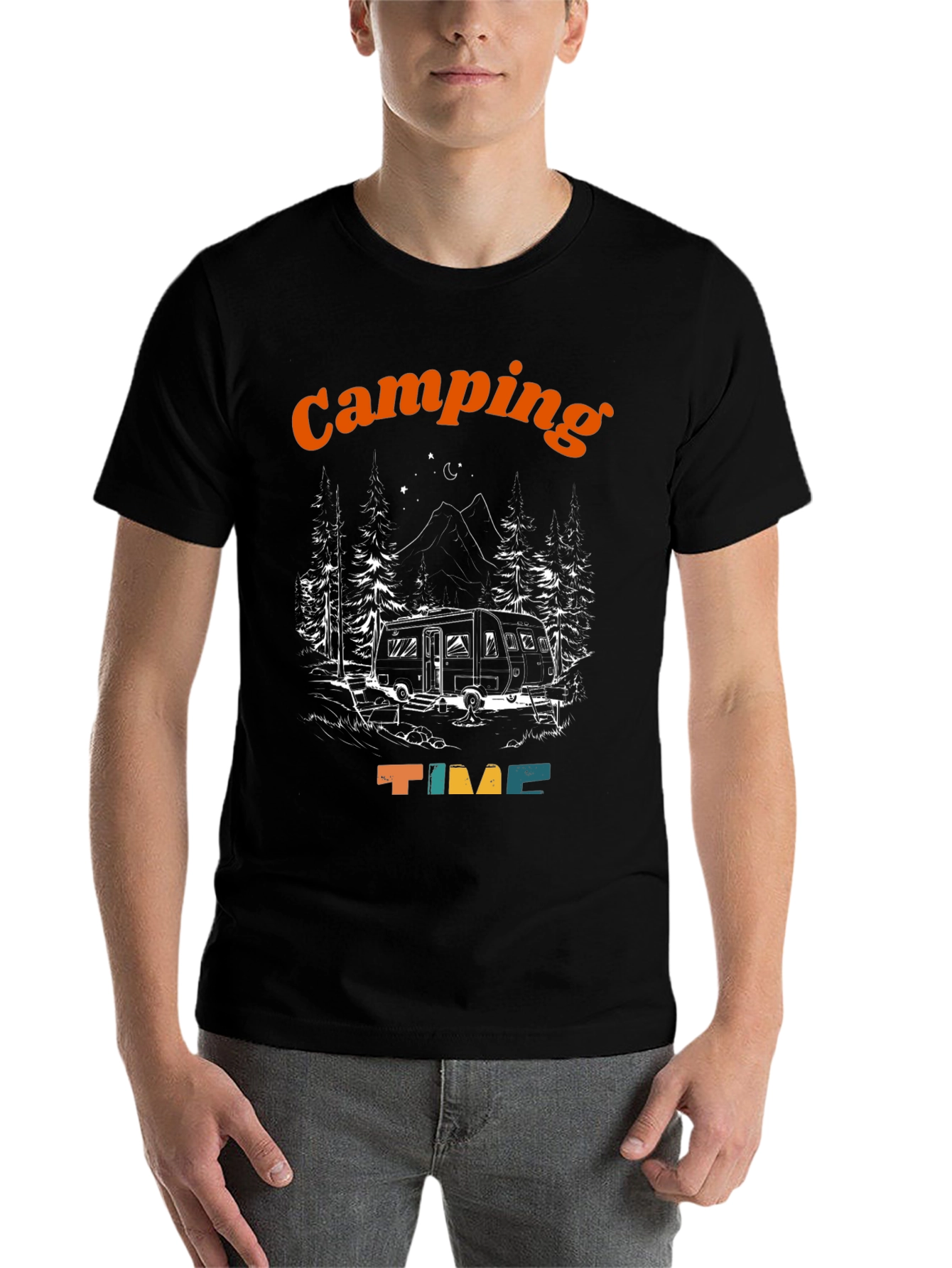 Black Camping Time Graphic T-Shirt view 7