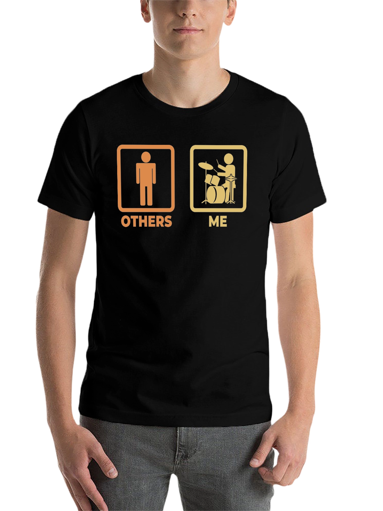 Black Funny Drummer T-Shirt - Others vs. Me Black Tee view 7