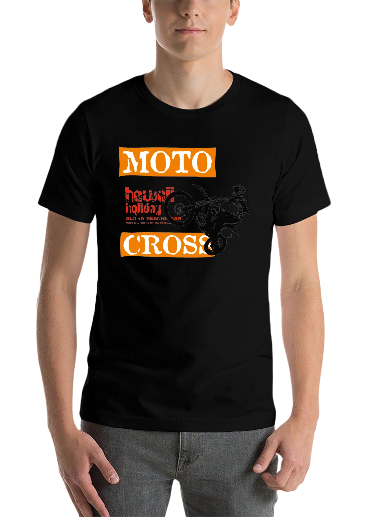 Black Moto Cross Graphic Tee - Black view 7