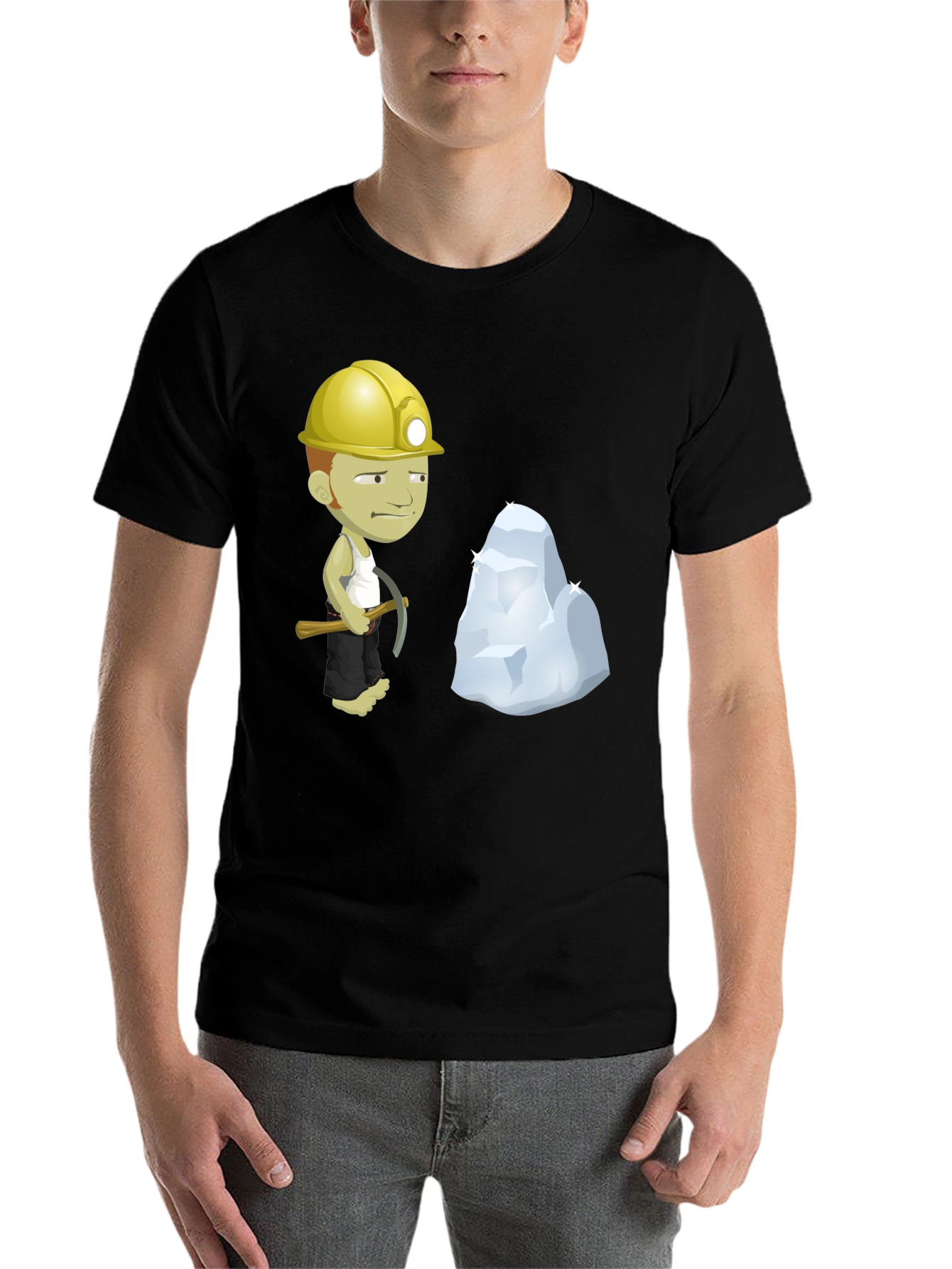 Black Miner Cartoon Black T-Shirt view 7