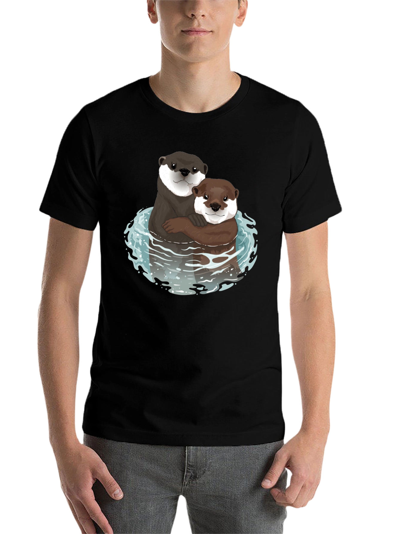 Black Otterly Adorable Graphic Tee - Black Cotton Blend view 7