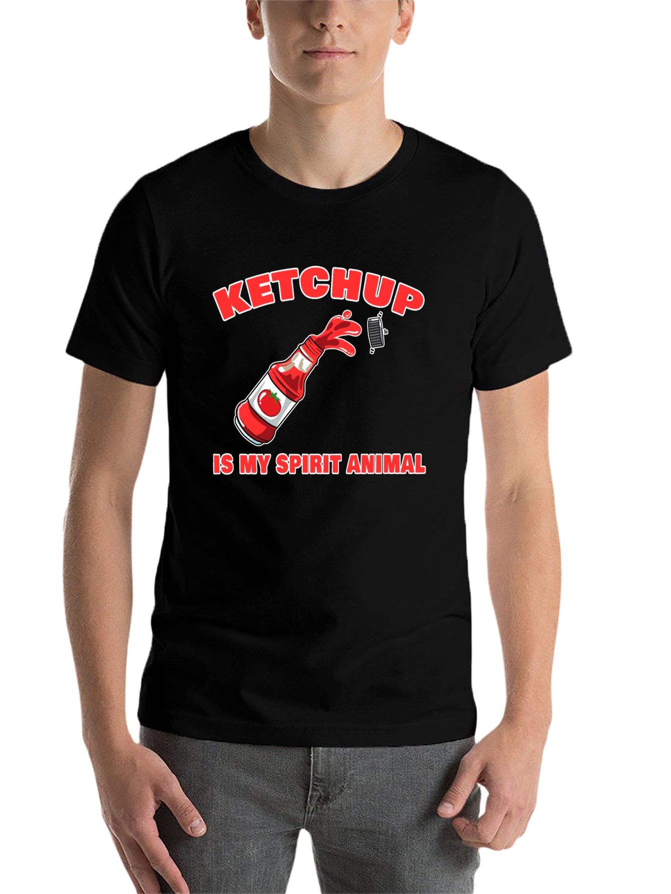 Black Ketchup Is My Spirit Animal Graphic T-Shirt view 7