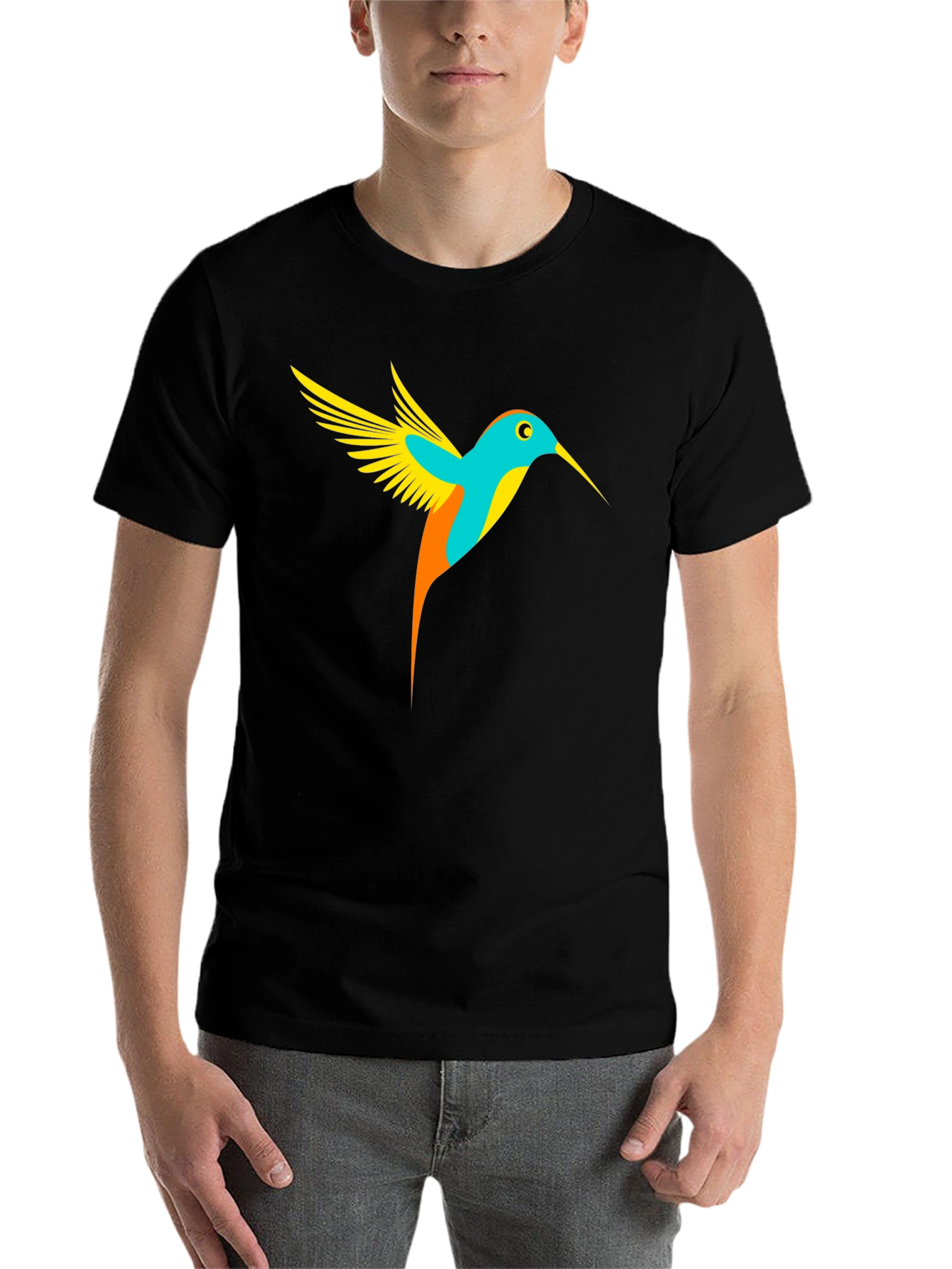 Black Hummingbird Graphic Tee - Black Casual T-Shirt view 7