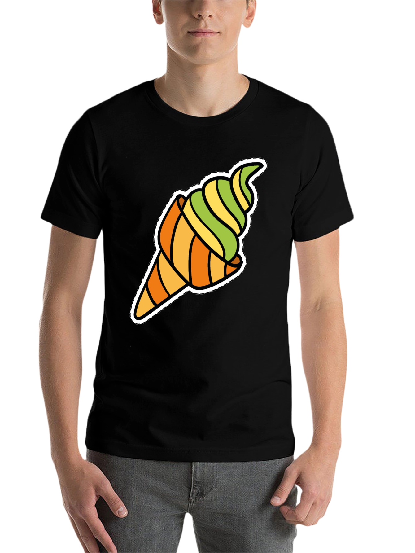 Black Ice Cream Cone Graphic Tee - Fun Novelty Shirt view 7