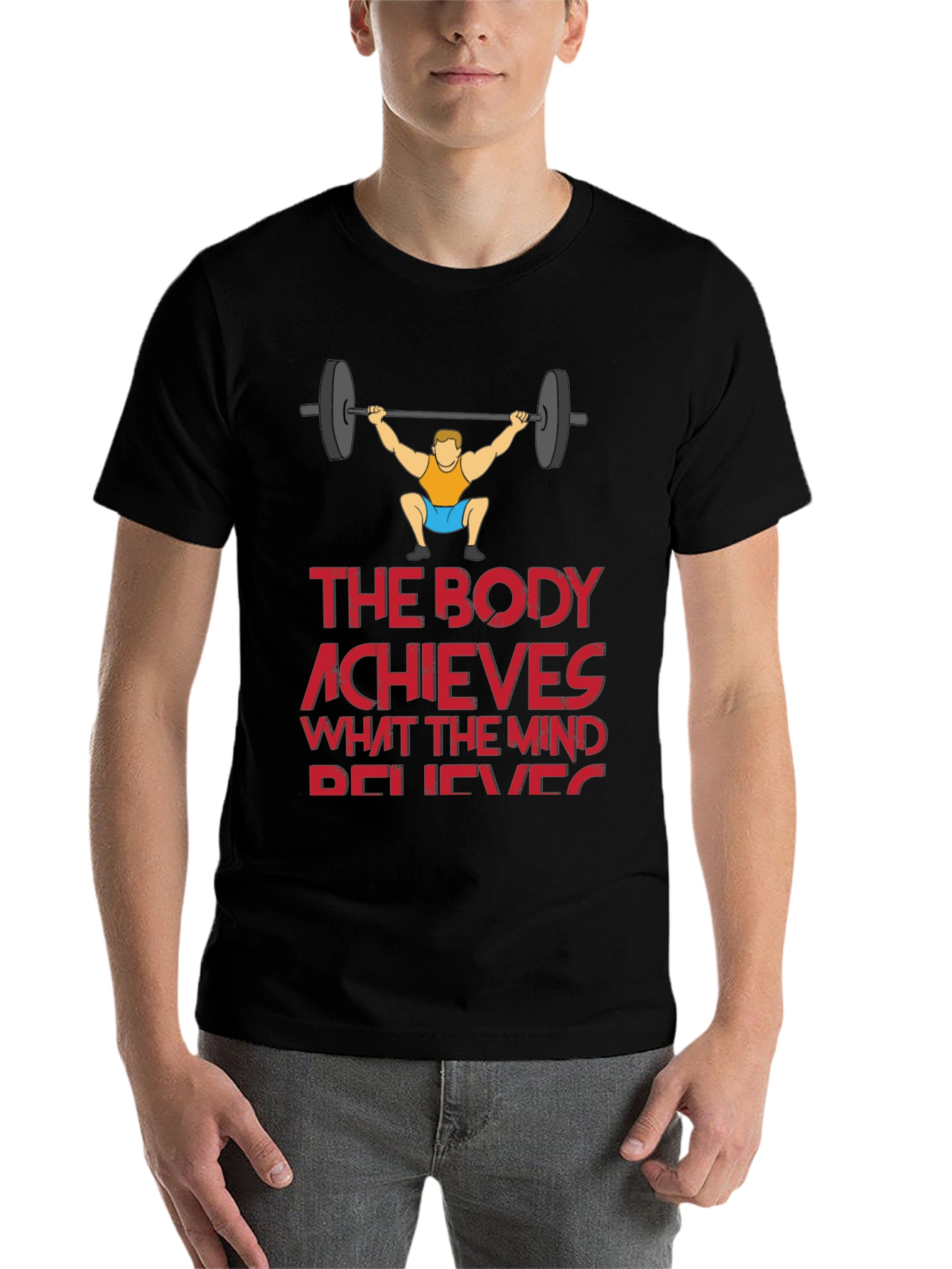 Black Workout Motivation T-Shirt - The Body Achieves view 7