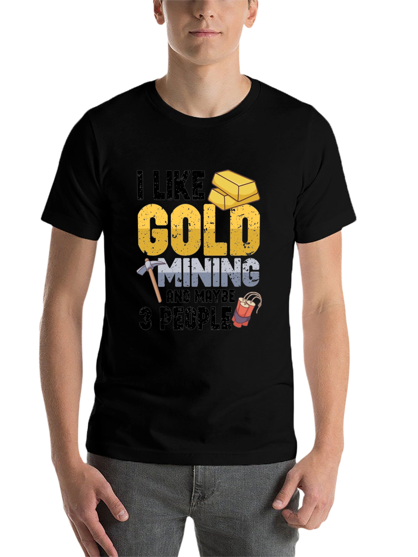 Black I Like Gold Mining & Maybe 3 People Funny T-Shirt view 7