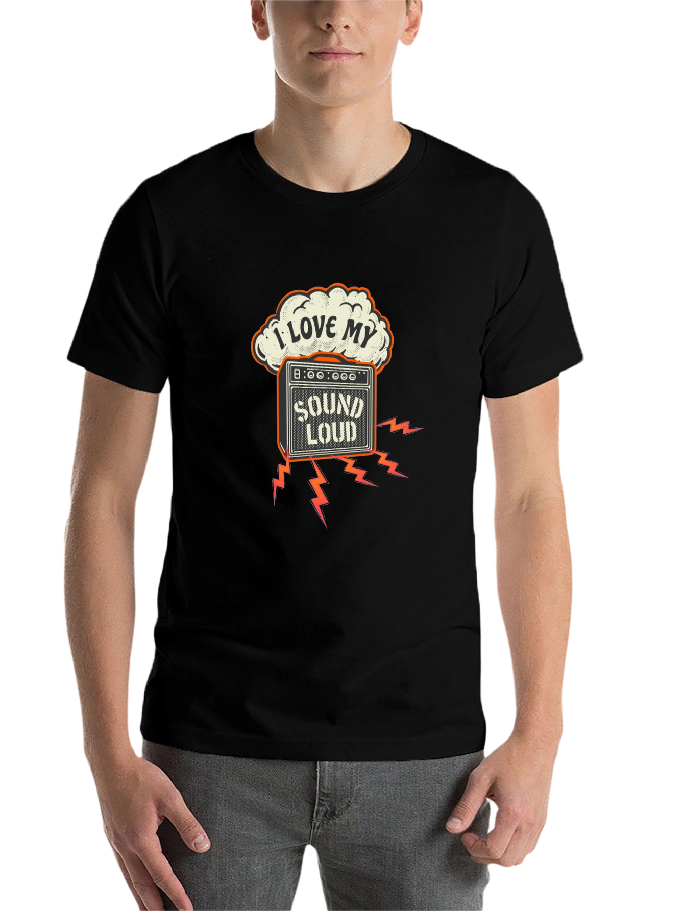 Black I Love My Sound Loud Black T-Shirt view 7