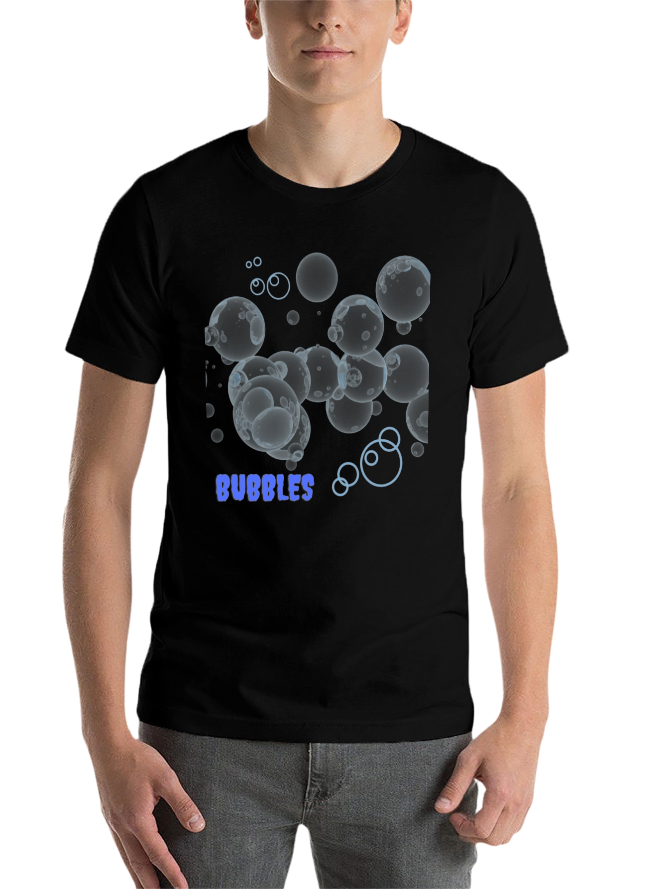 Black Bubbles Graphic Tee - Stylish Black Cotton T-Shirt view 7