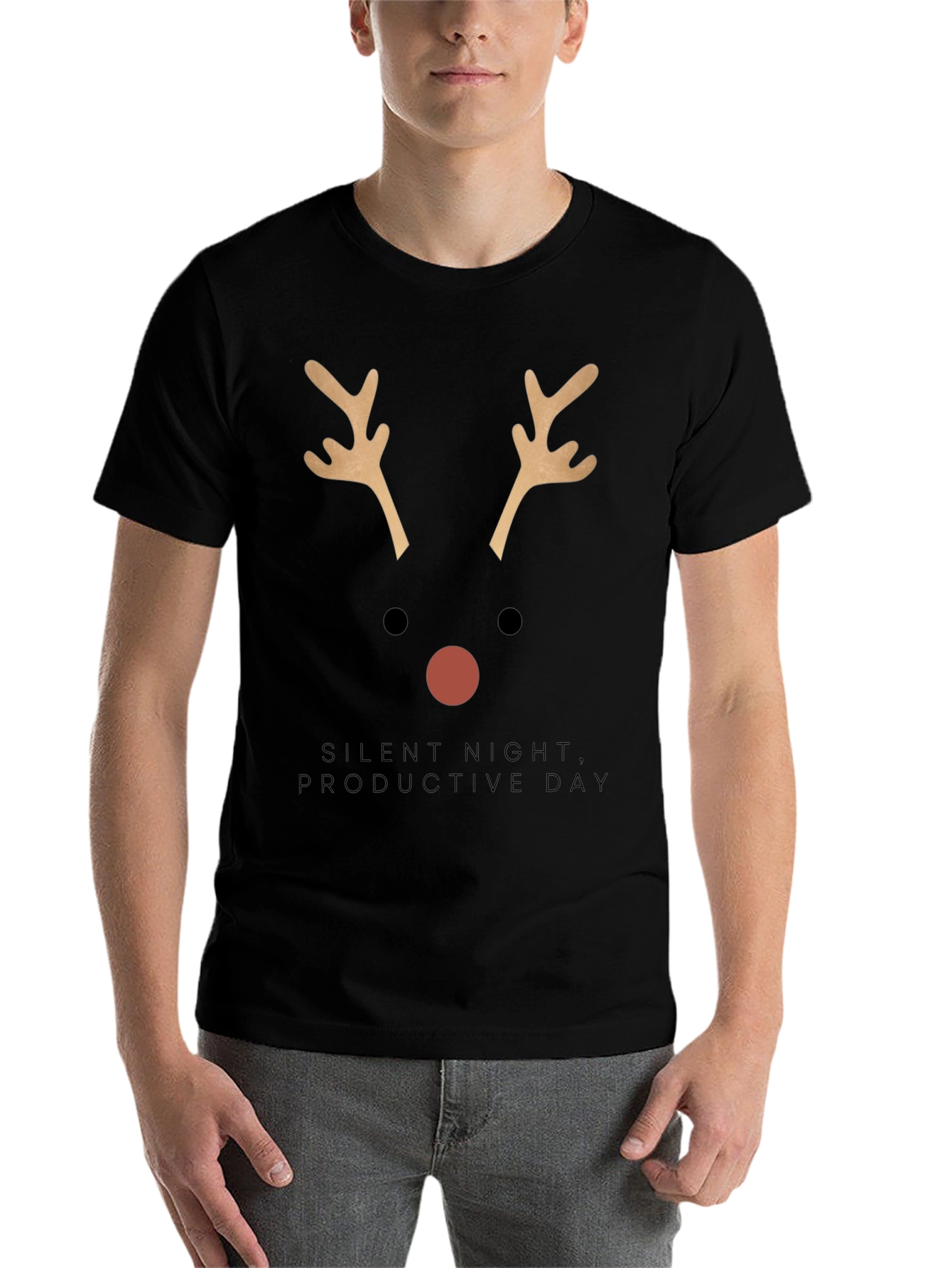 Black Holiday Reindeer T-Shirt view 7