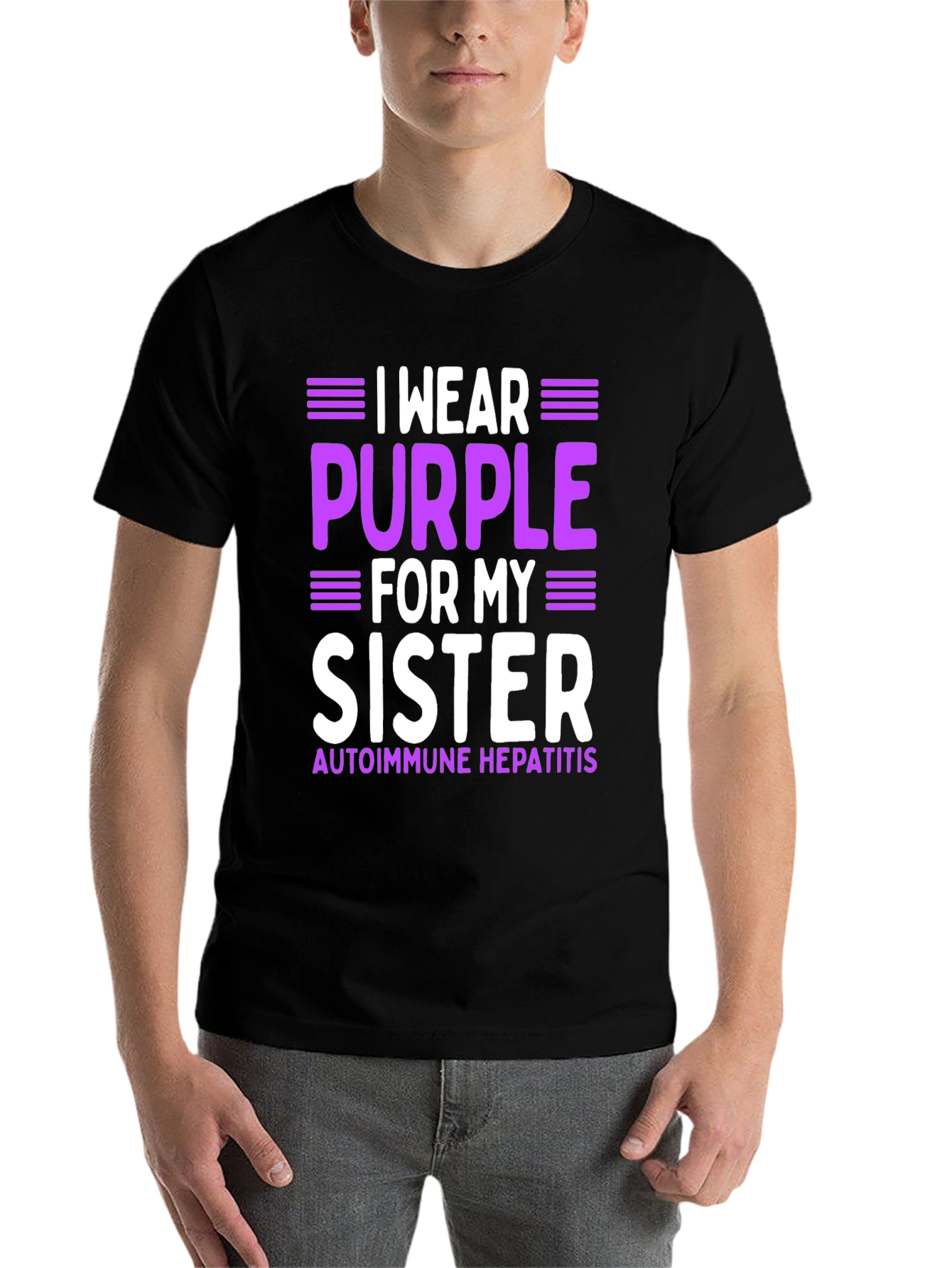 I Wear Purple For My Sister Autoimmune Hepatitis Awareness T-Shirt - 7