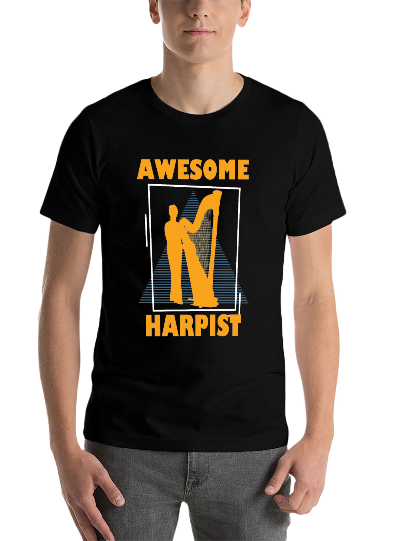 Black Awesome Harpist Graphic T-Shirt Musician Tee view 7