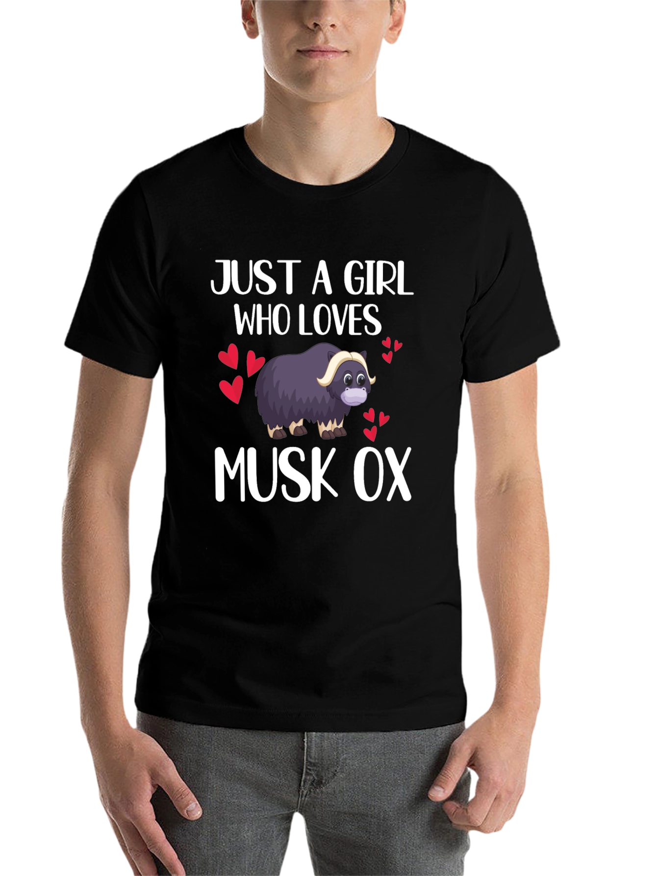 Black Just A Girl Who Loves Musk Ox T-Shirt view 7