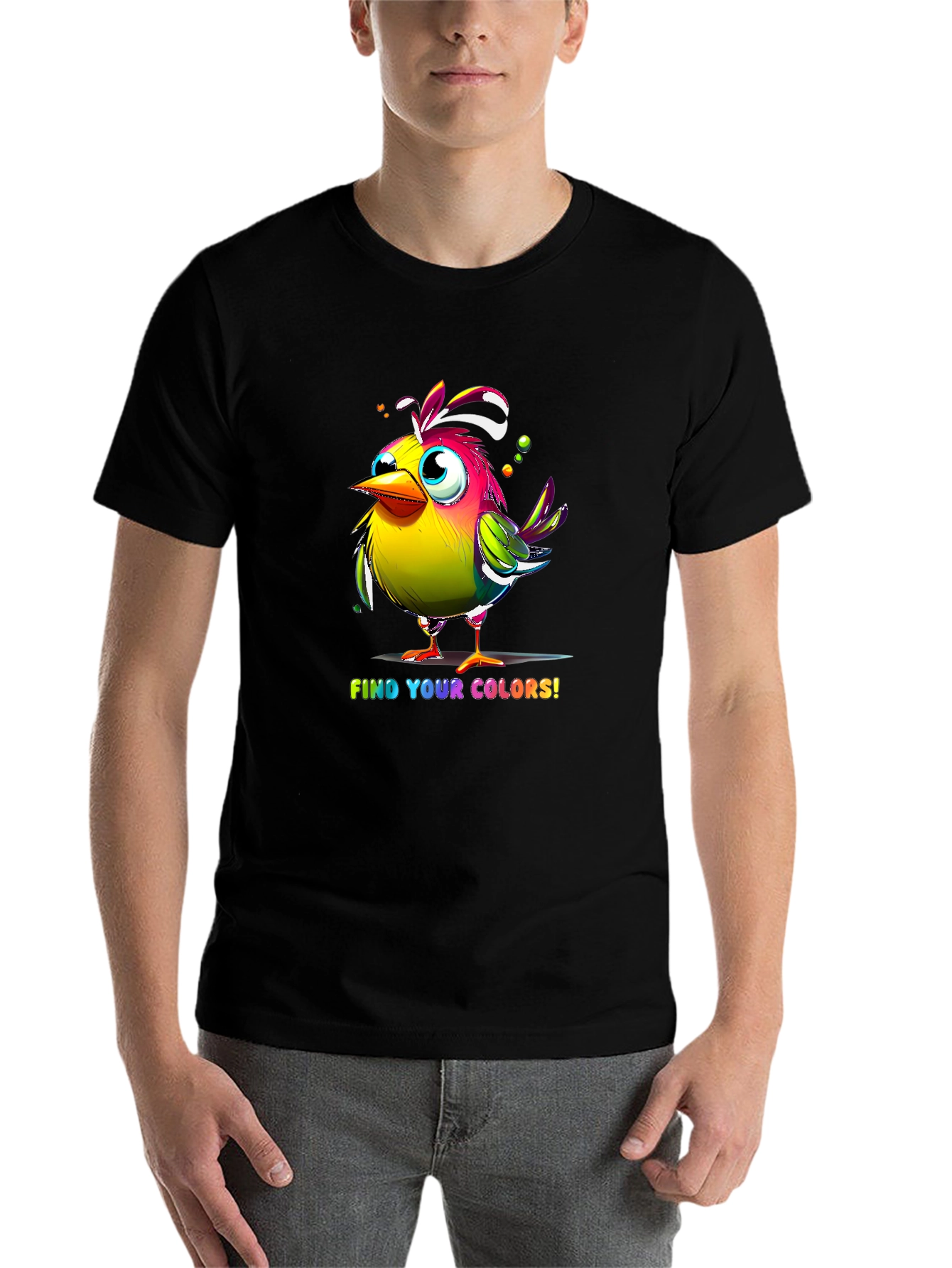 Black Colorful Bird T-Shirt - Find Your Colors view 7