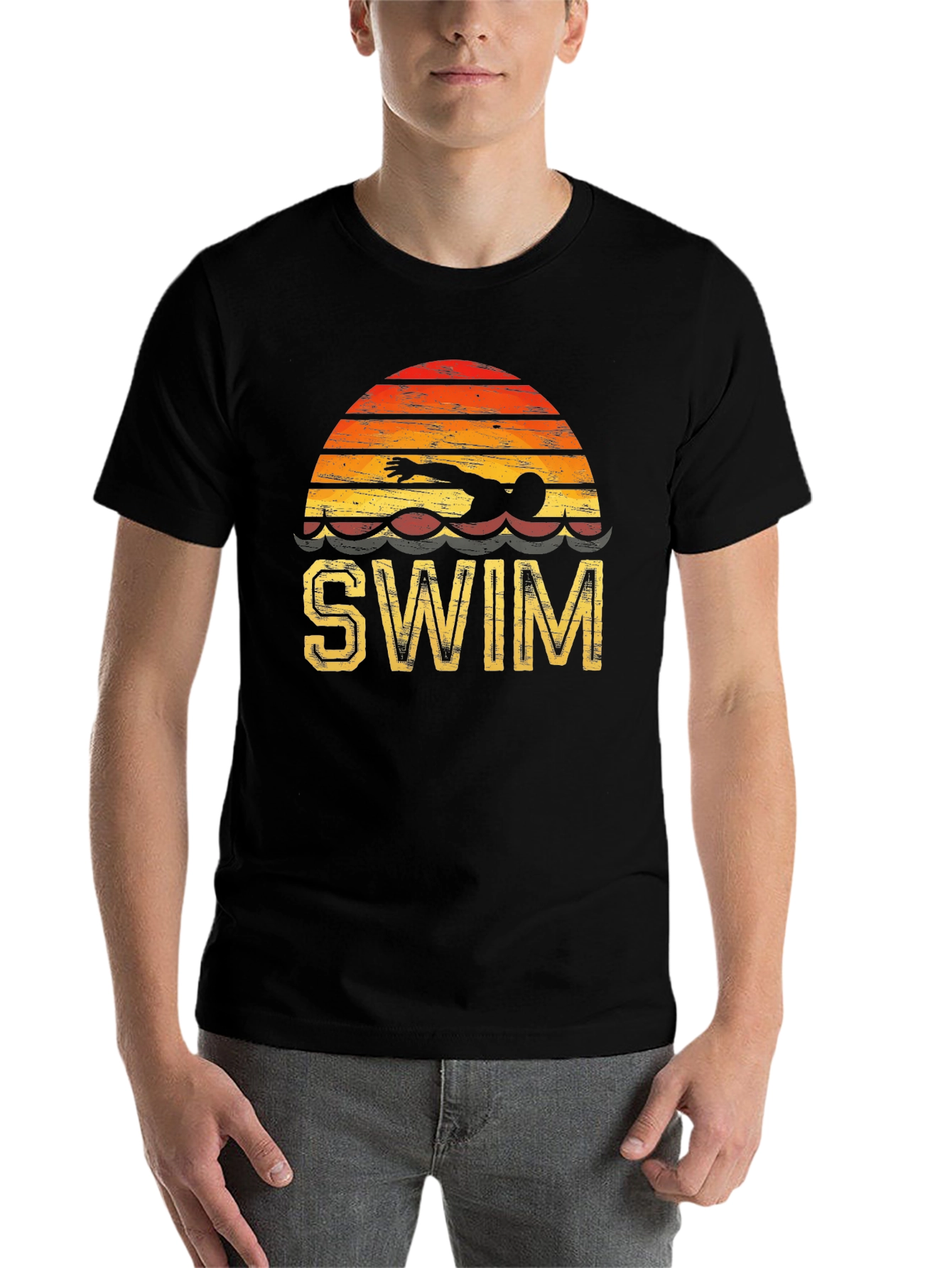 Retro Swim T-Shirt - Vintage Style Swimmer Tee - 7