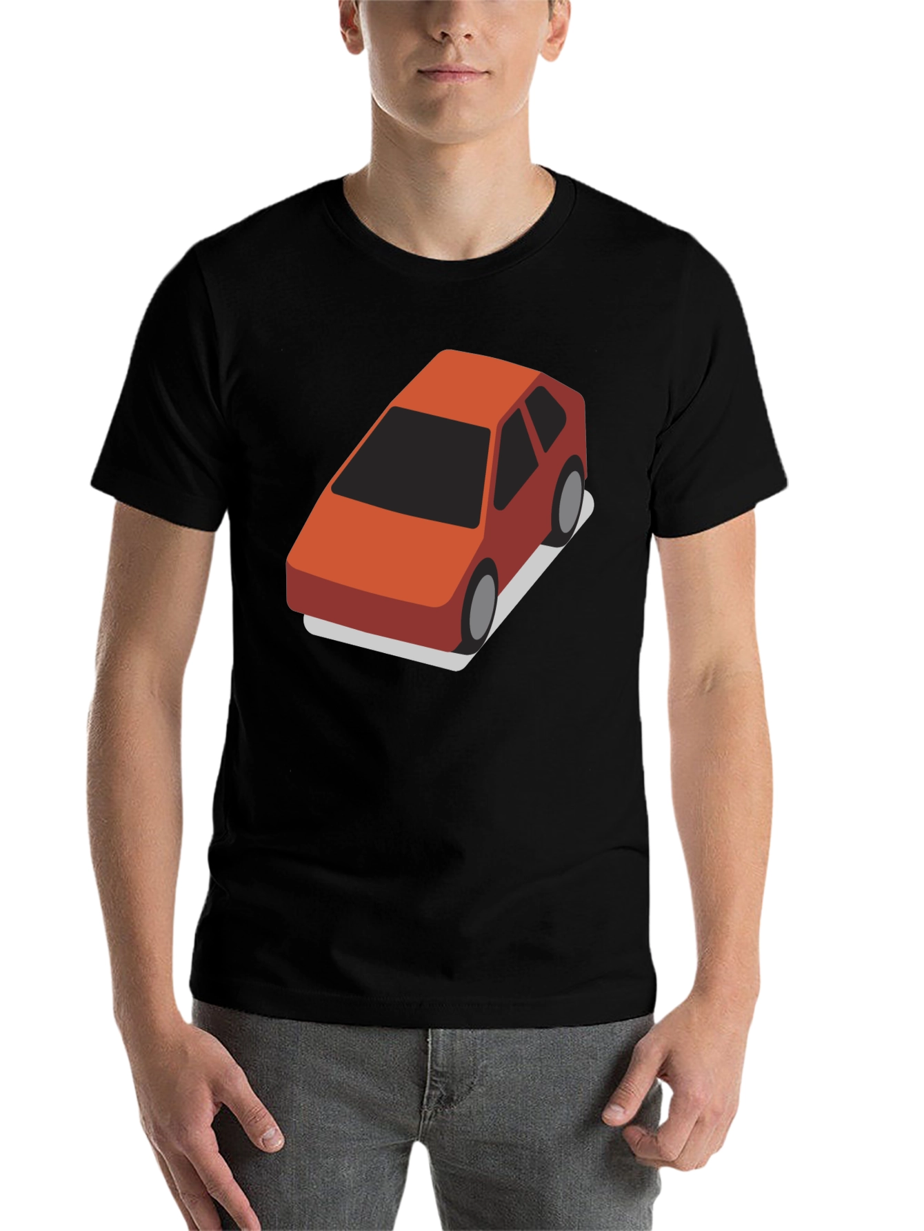 Black Isometric Car Graphic Tee - Black Cotton Blend T-Shirt view 7