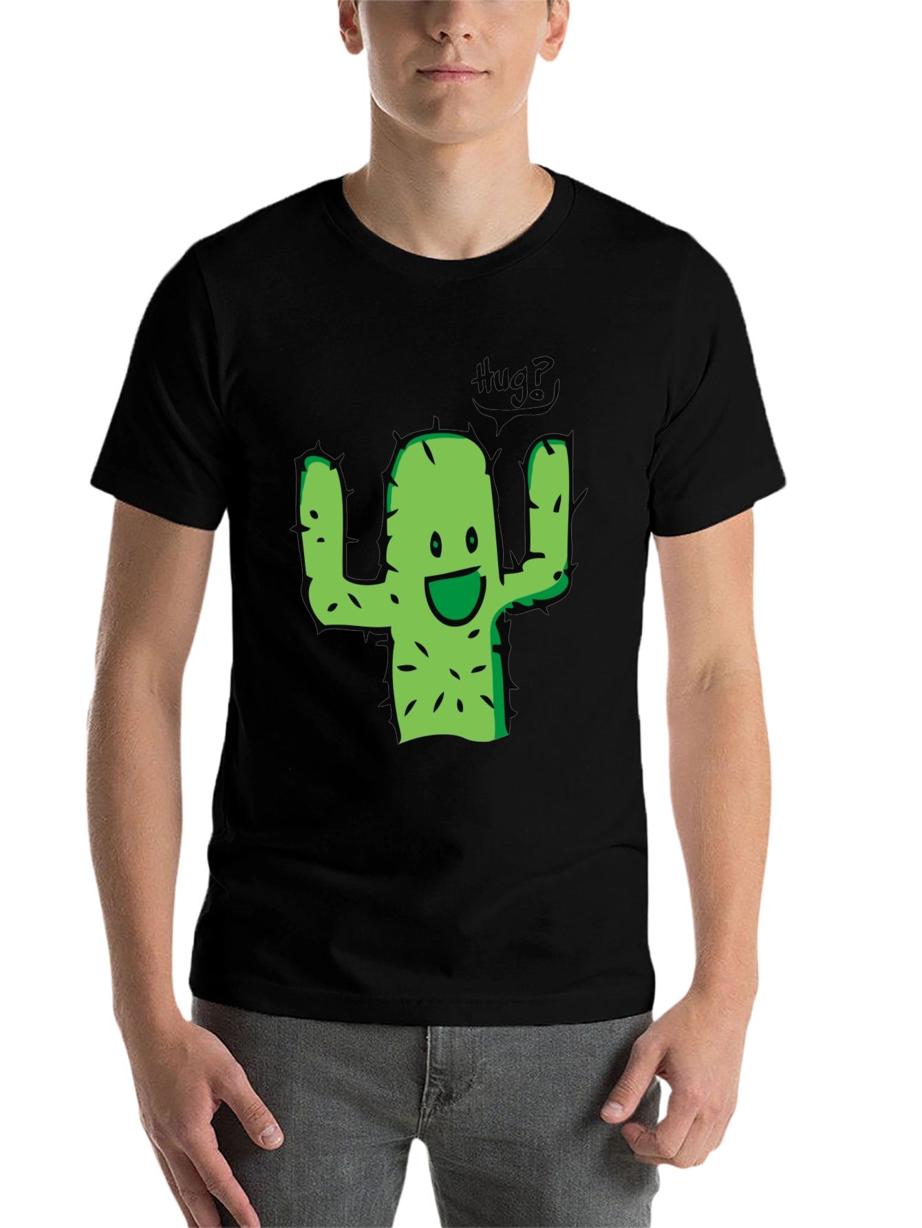 Black Hug Me Cactus T-Shirt view 7