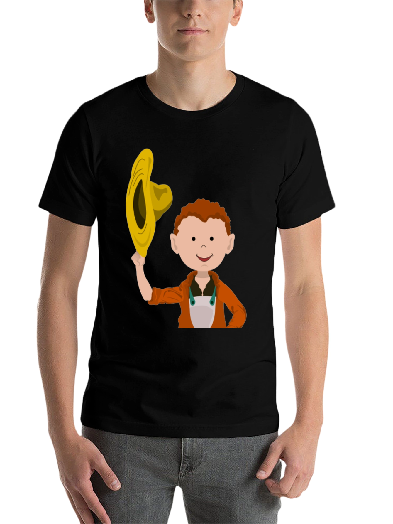 Black Cartoon Farmer Graphic T-Shirt view 7