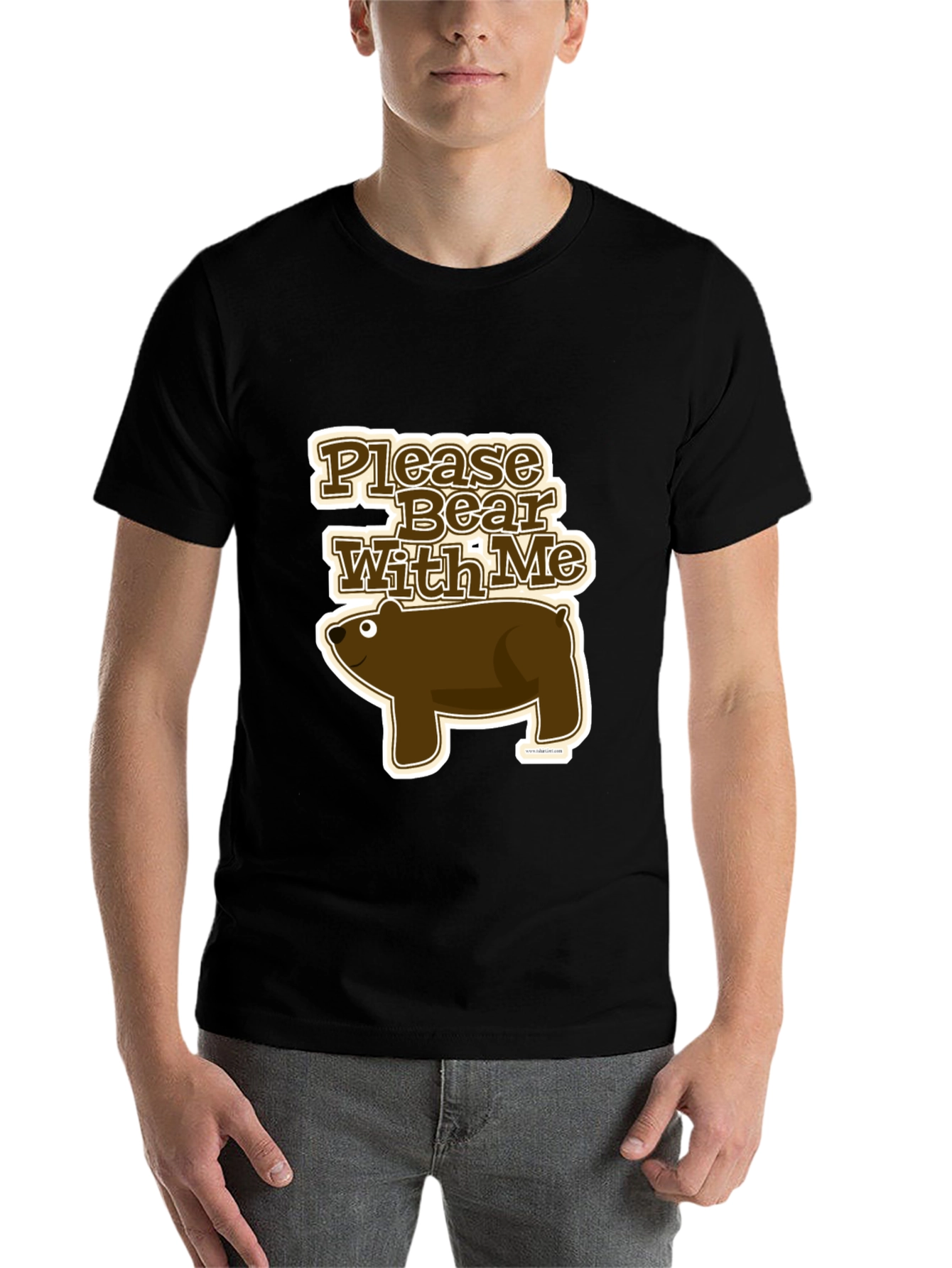 Black Please Bear With Me Graphic Tee - Black Cotton T-Shirt view 7