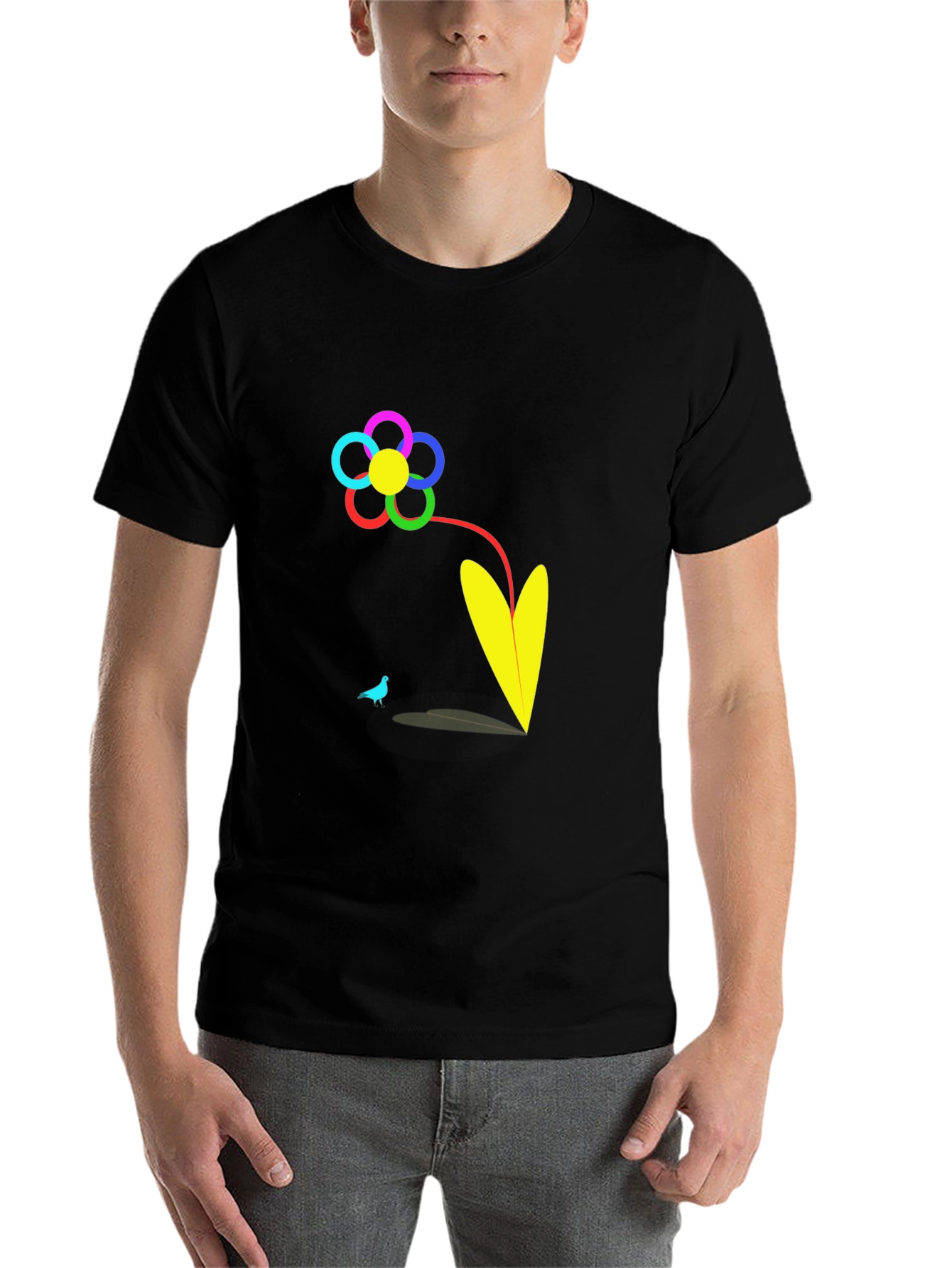 Black Vibrant Flower Graphic T-Shirt view 7