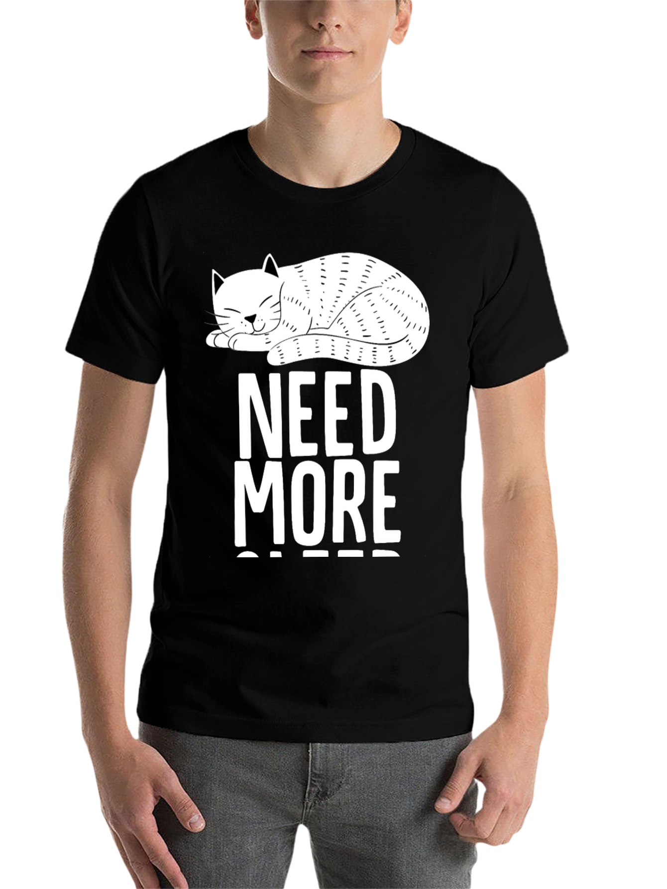 Black Need More Cats T-Shirt - Novelty Cat Lover Tee view 7