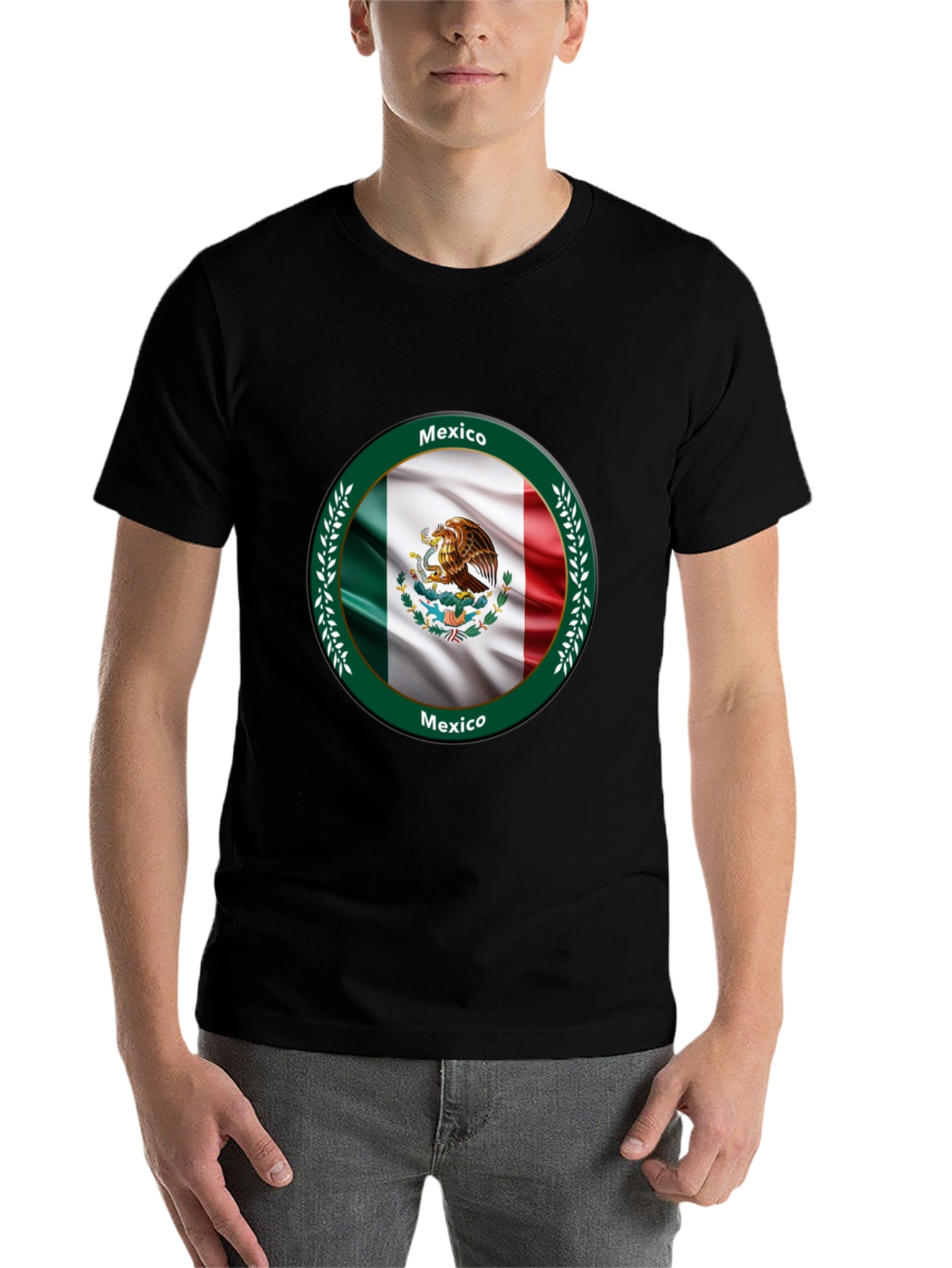 Black Mexico Flag Black T-Shirt view 7
