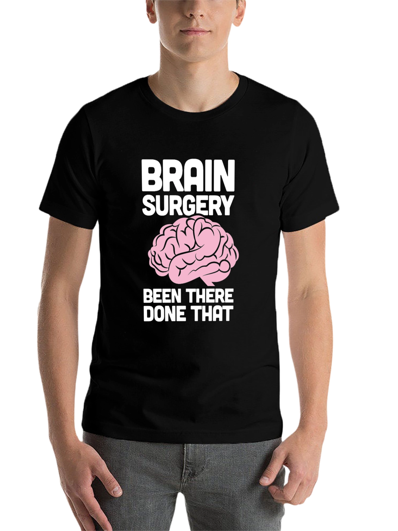 Black Brain Surgery Humor Graphic T-Shirt view 7
