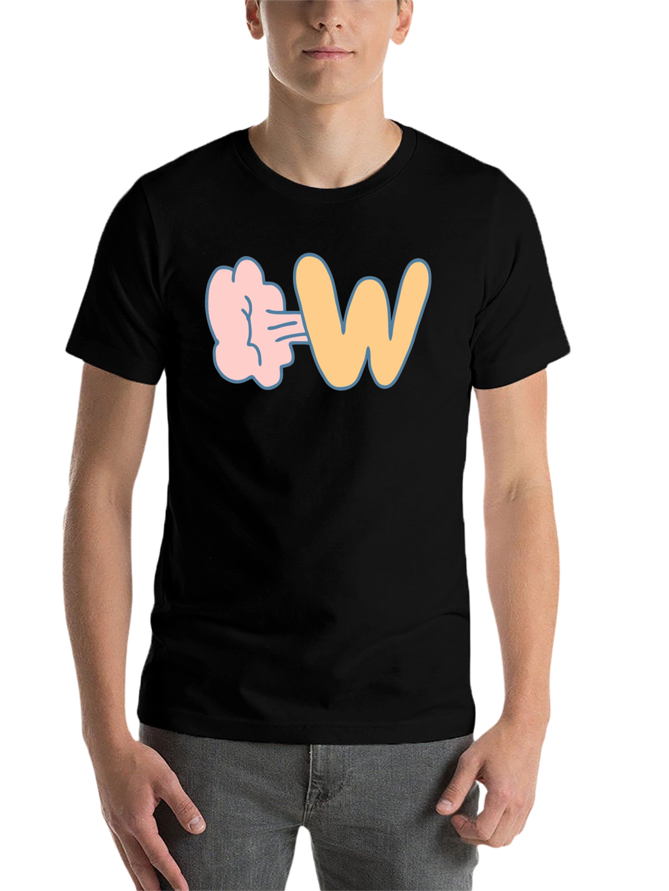 Black Farting W Funny Graphic T-Shirt view 7