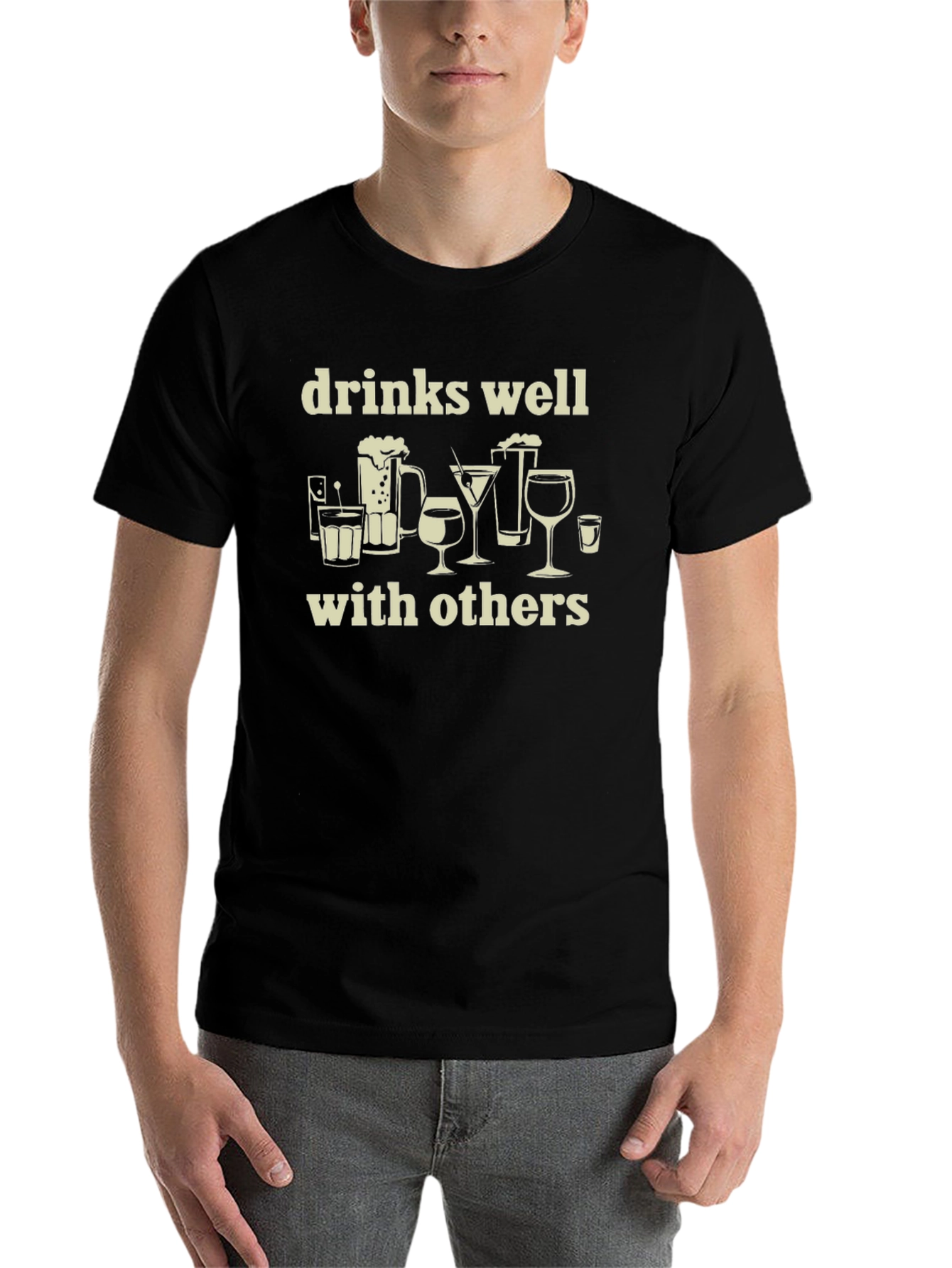 Black Drinks Well With Others Graphic Tee view 7