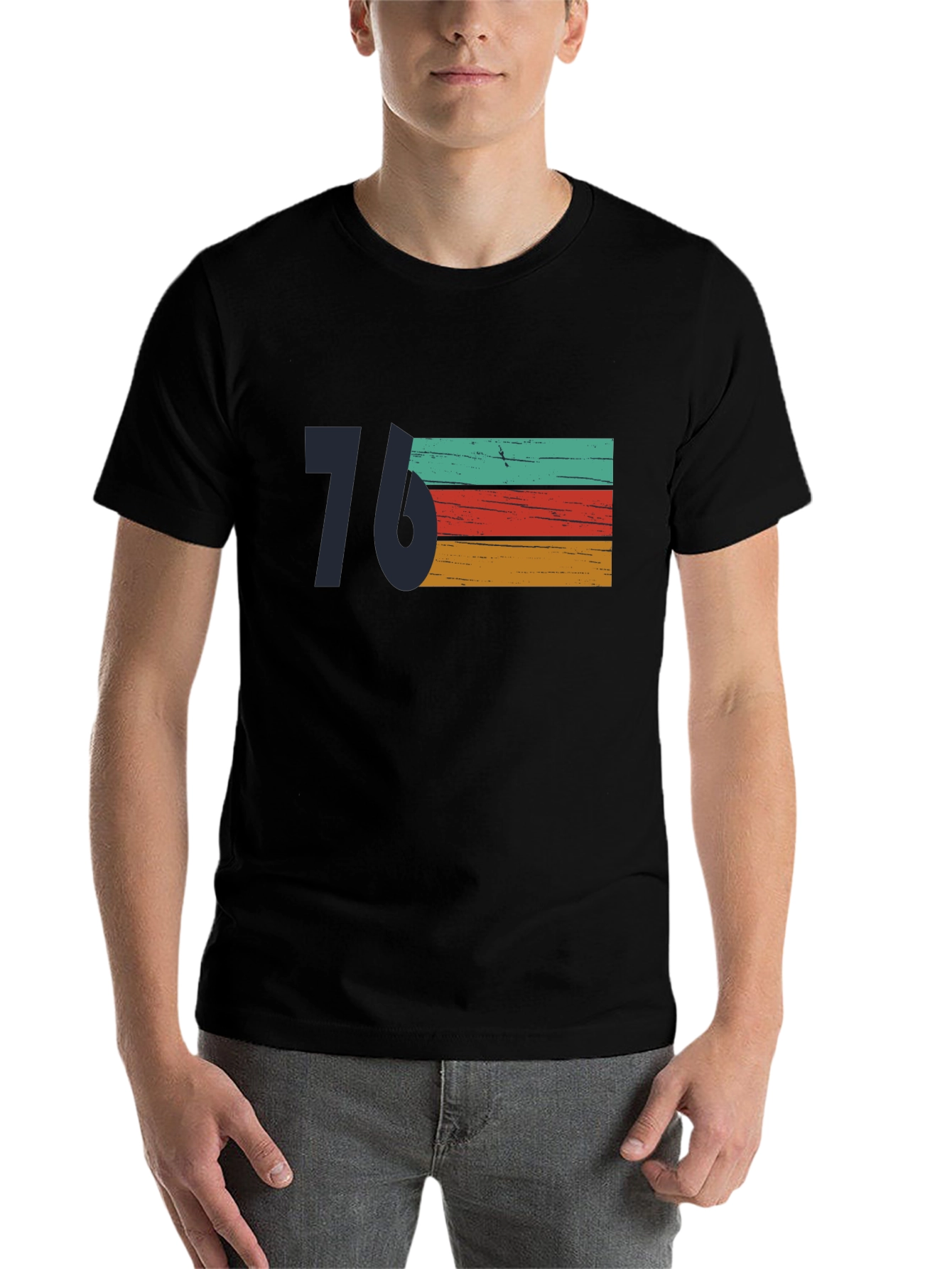 Black Retro 76 Graphic Tee - Stylish Vintage Design view 7